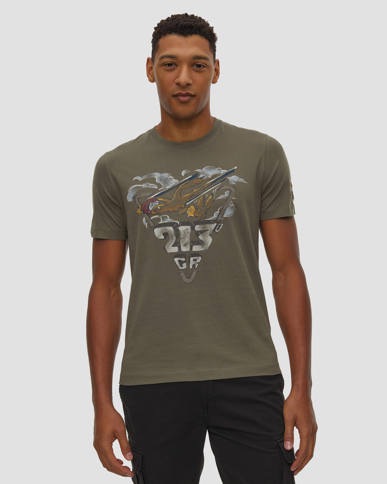 Tricou din bumbac pentru bărbați Aeronautica Militare cu imprimeu, Culoare/Model: Zielony