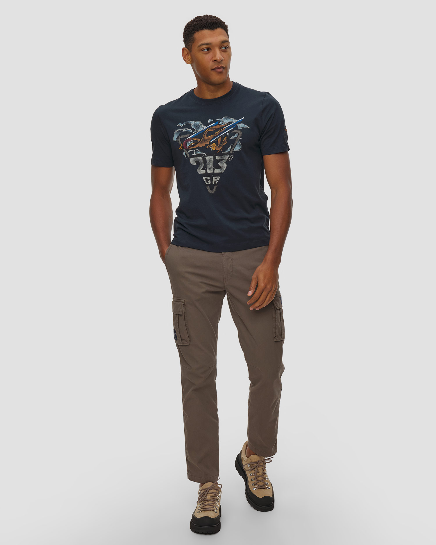 Tricou din bumbac pentru bărbați Aeronautica Militare cu imprimeu
