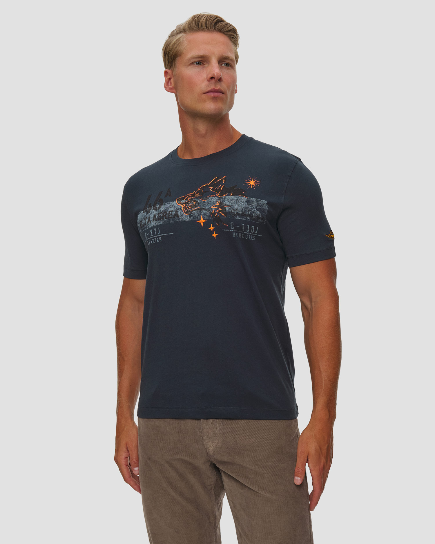 Aeronautica Militare Herren-T-Shirt mit Aufdruck und Stickerei