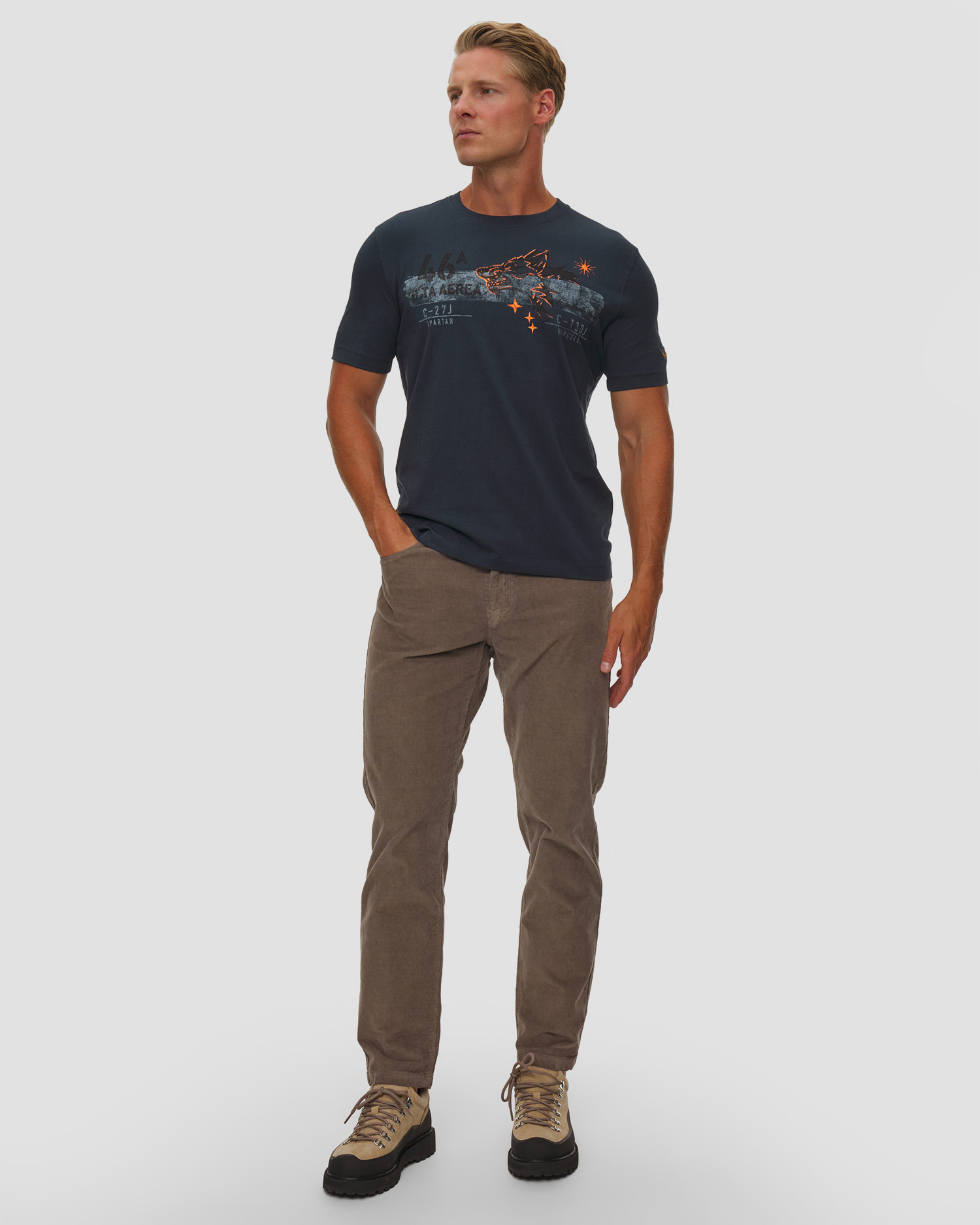 Aeronautica Militare Herren-T-Shirt mit Aufdruck und Stickerei