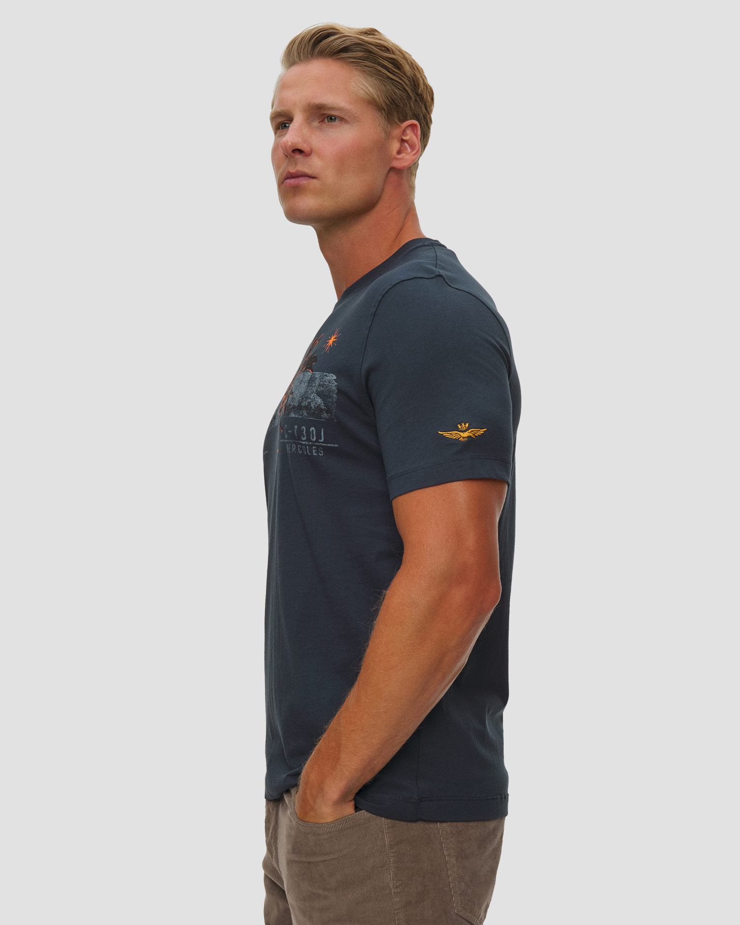 Aeronautica Militare Herren-T-Shirt mit Aufdruck und Stickerei