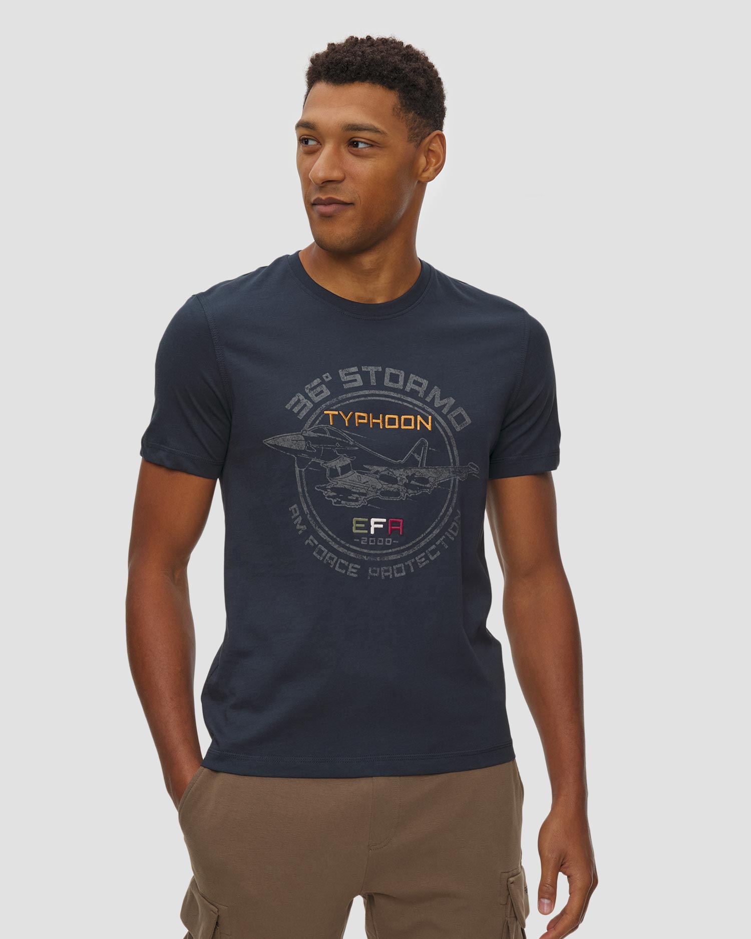 Tricou din bumbac pentru femei Aeronautica Militare cu imprimare, Culoare/Model: Granatowy