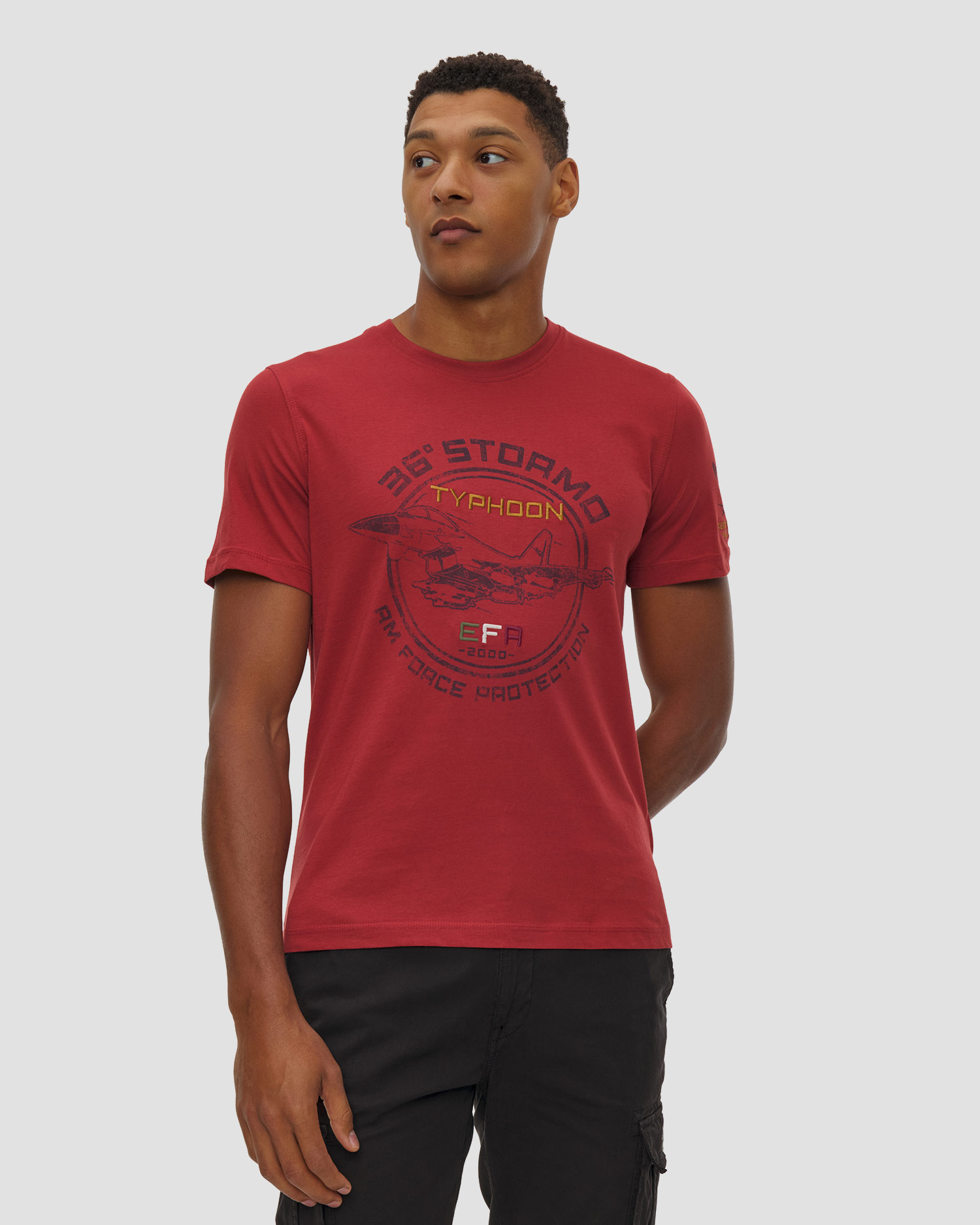 Tricou din bumbac pentru bărbați Aeronautica Militare cu imprimare, Culoare/Model: Czerwony