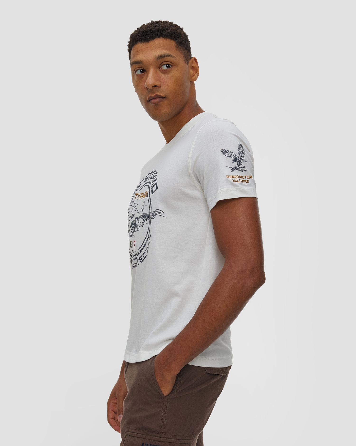Tricou din bumbac pentru bărbați Aeronautica Militare cu imprimare