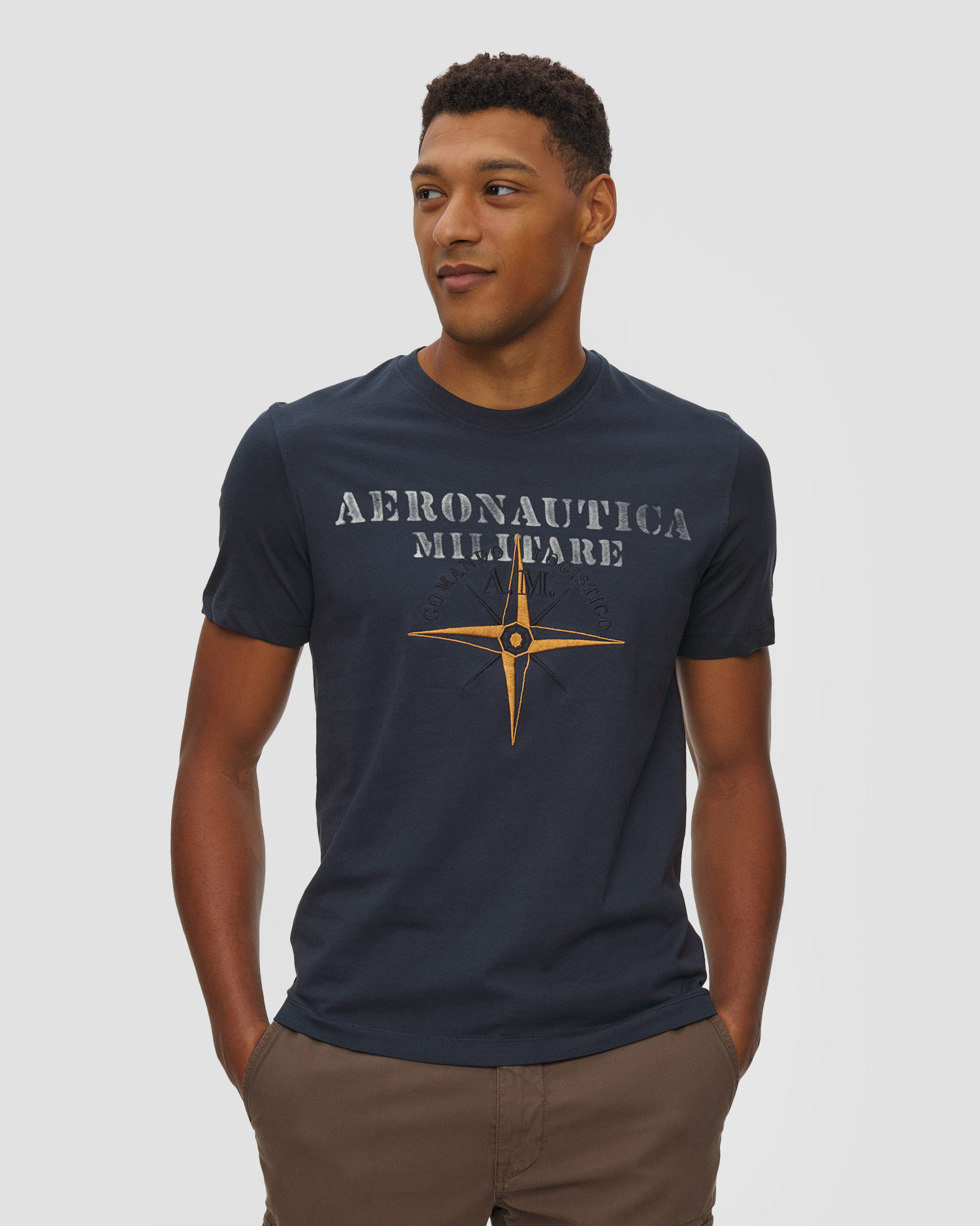 Tricou din bumbac pentru femei Aeronautica Militare cu imprimare, Culoare/Model: Granatowy