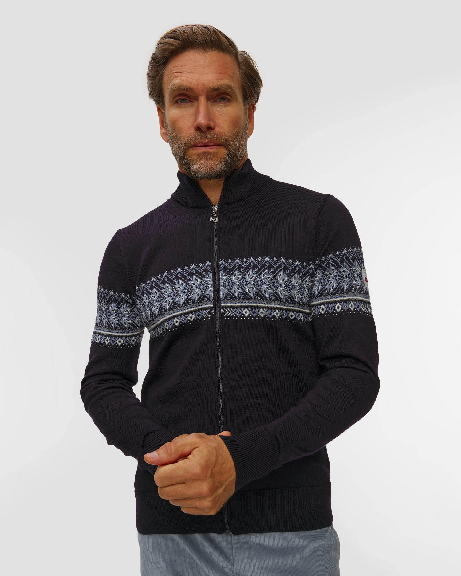Pánsky vlnený sveter Dale of Norway Hovden, Farba-Vzor: Granatowy