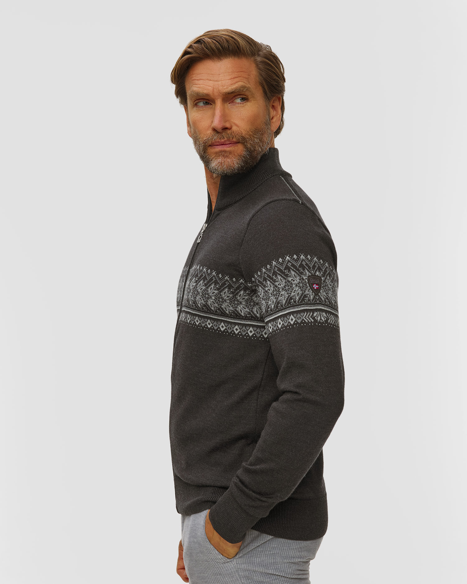 Maglione in lana con cerniera da uomo Dale of Norway Hovden