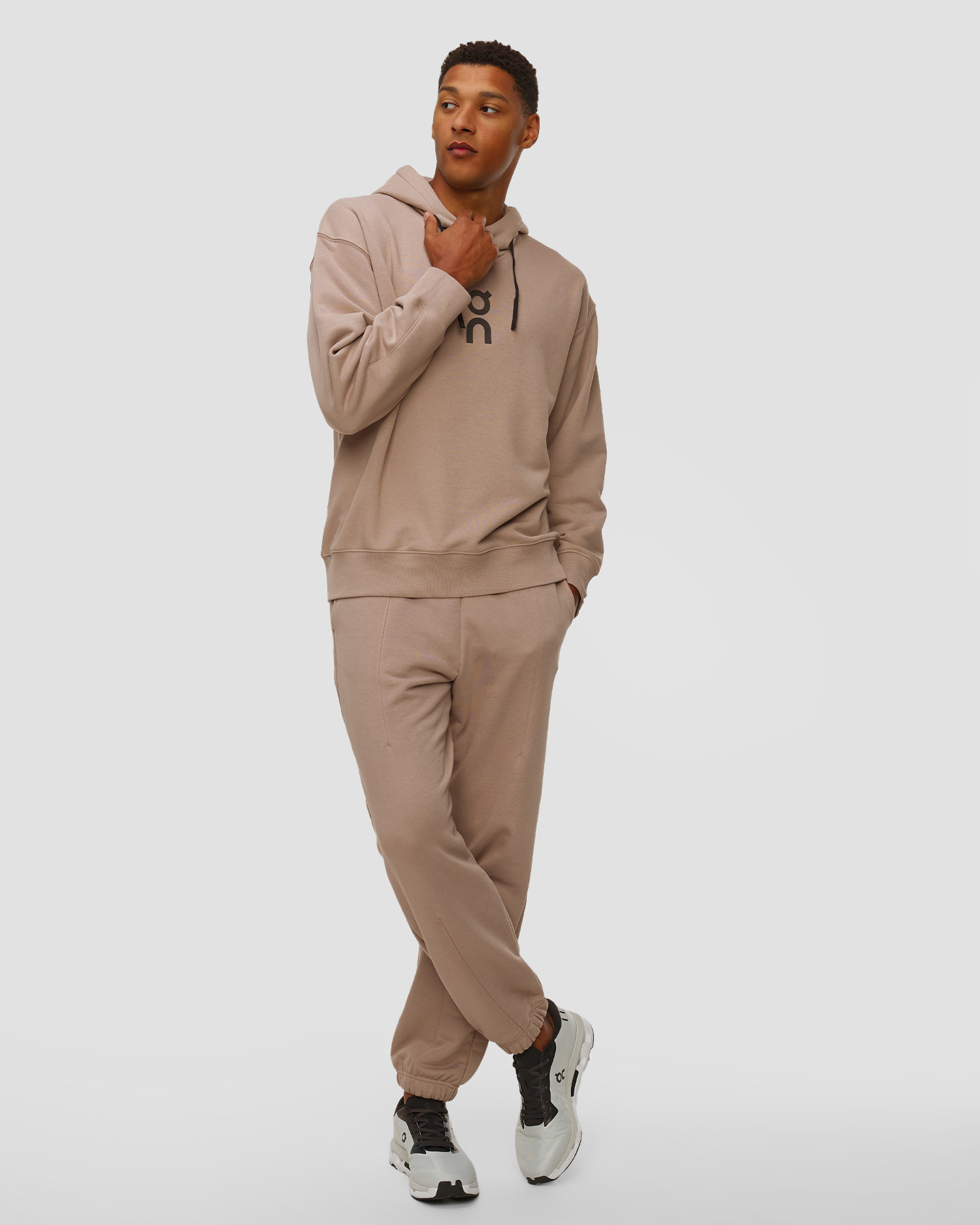 Sweat-shirt de survêtement à capuche beige pour hommes On Running Club Hoodie