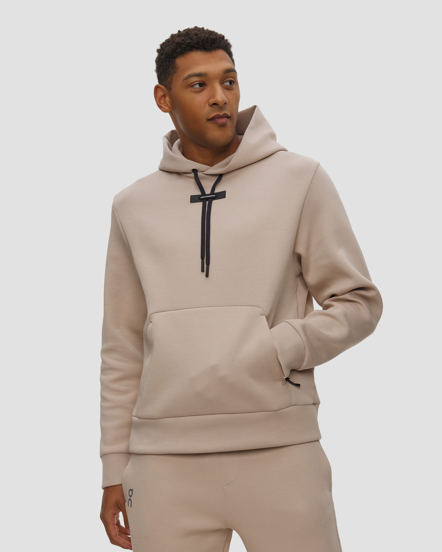 Pánska tepláková mikina On Focus Tech Hoodie béžová, Farba-Vzor: Beżowy