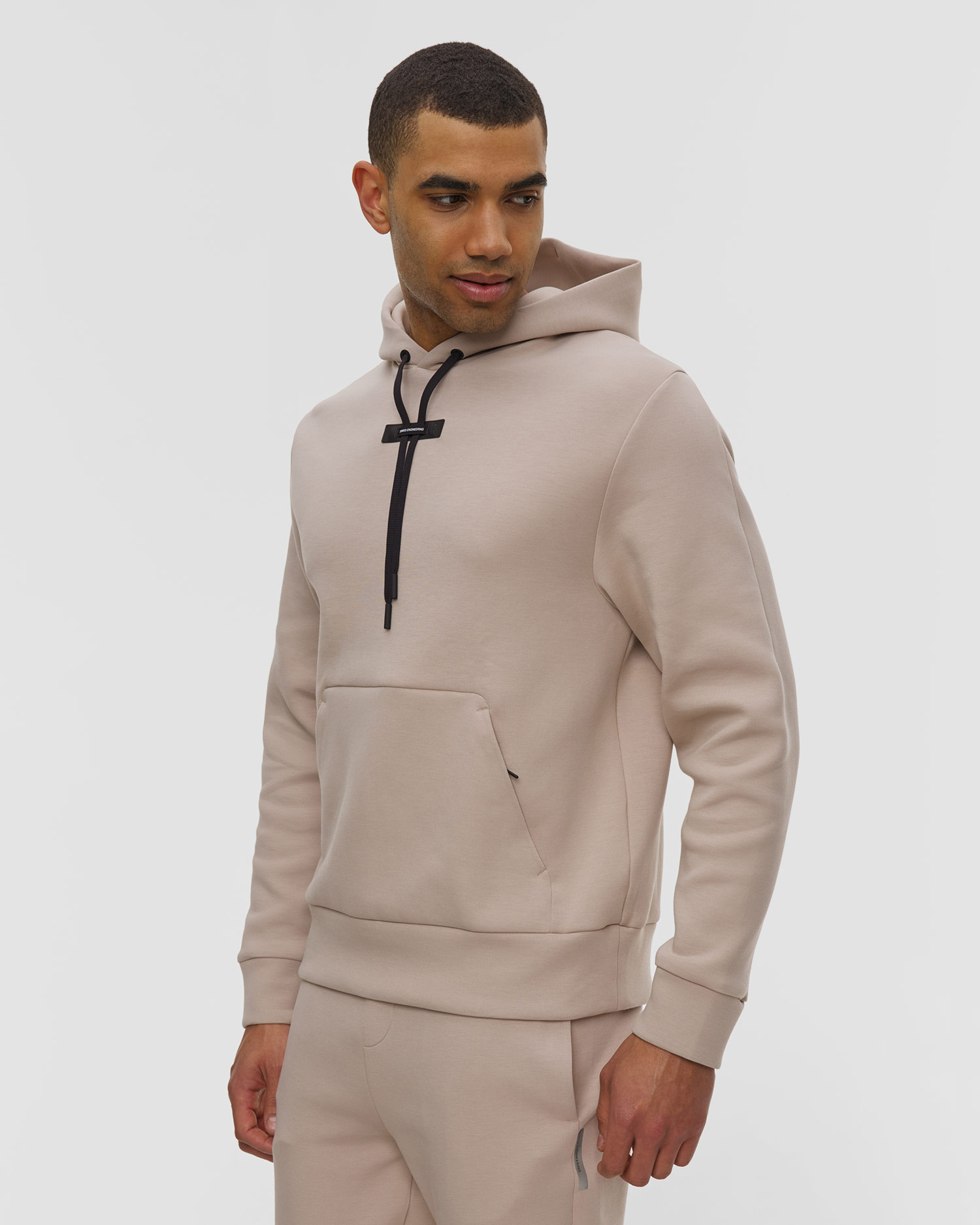 Bluza dresowa męska On Focus Tech Hoodie beżowa, Kolor/Wzór: Beżowy