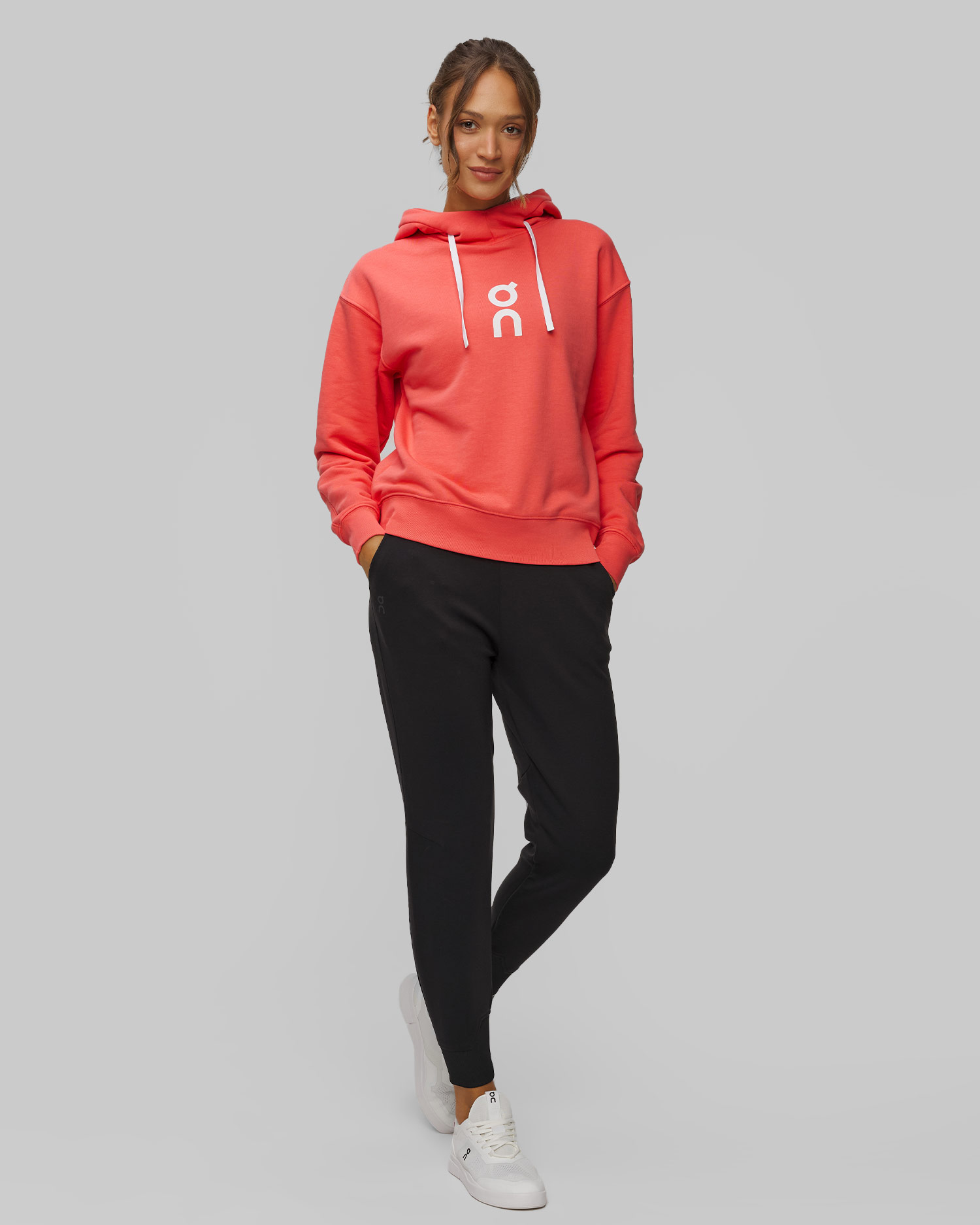 Bluza dresowa damska On Club Hoodie koralowa