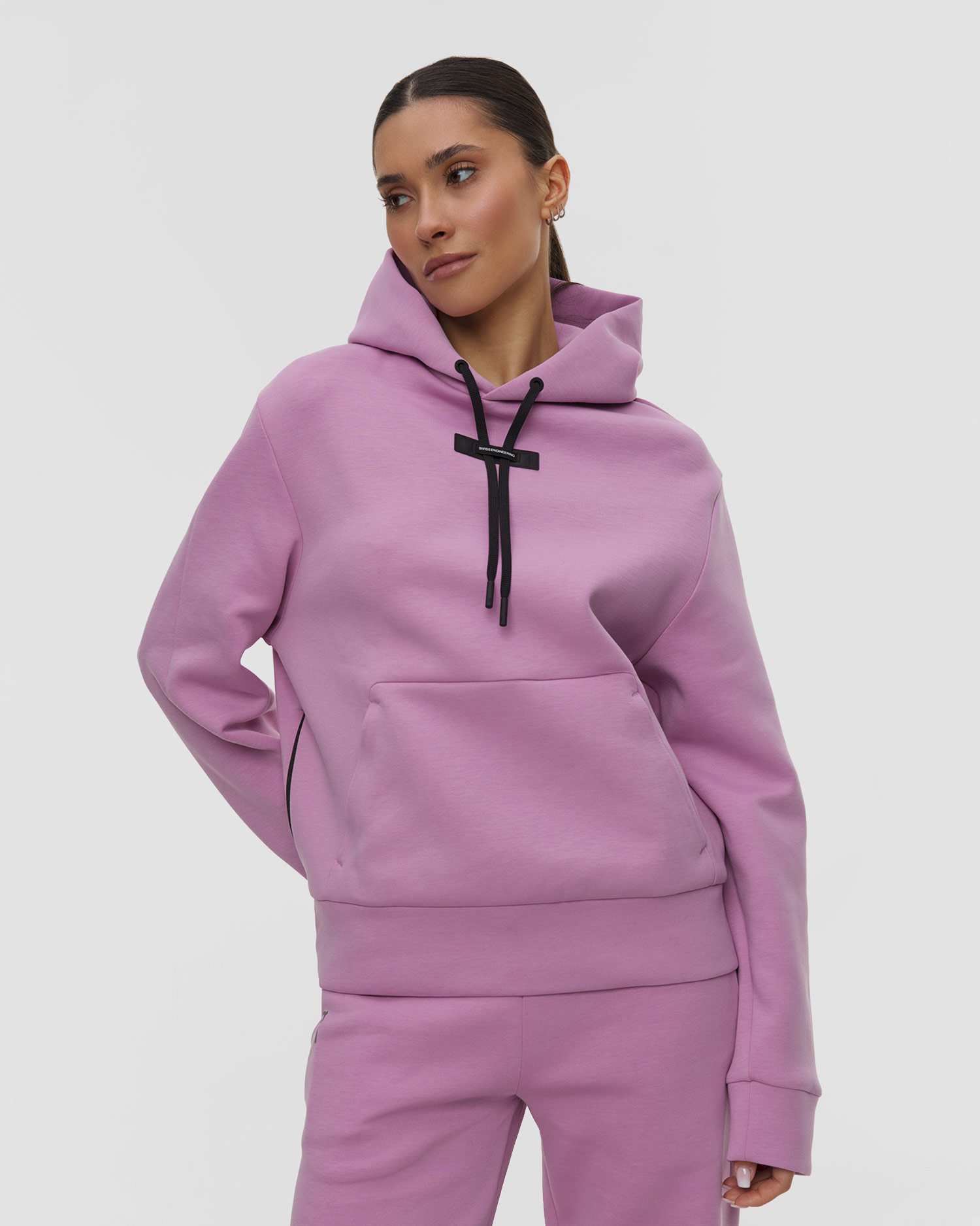 Bluza dresowa damska On Focus Tech Hoodie różowa