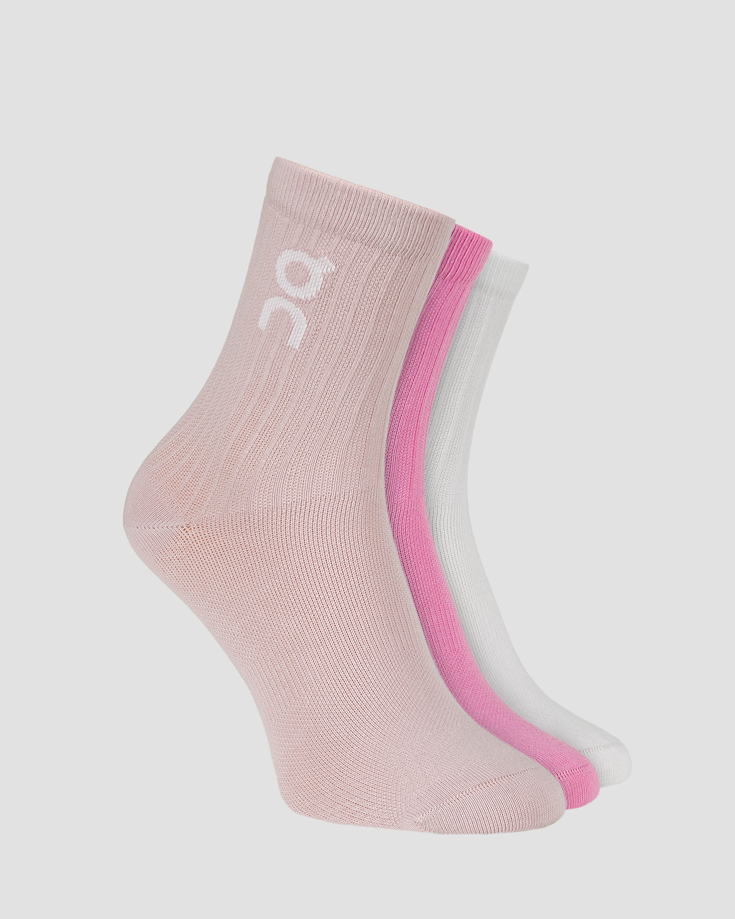 On Logo Sock 3-pack Lange Socken, Farbe/Muster: Biały,Różowy