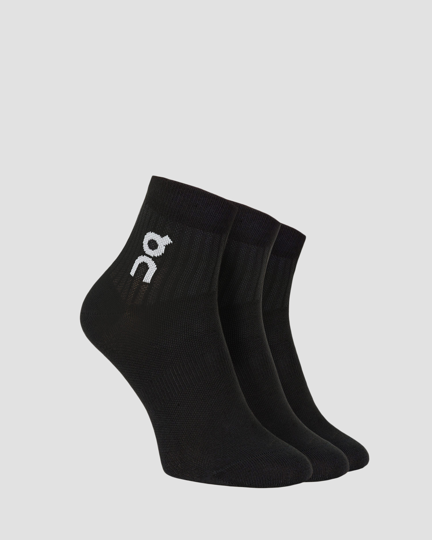 On Logo Sock Mid 3-pack Socken, Farbe/Muster: Czarny