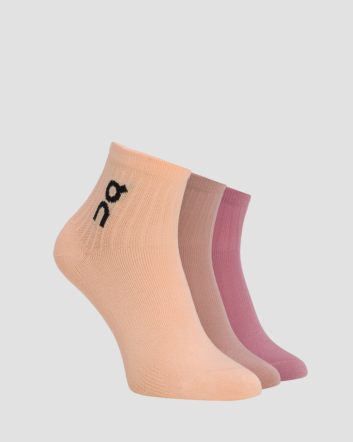 On Logo Sock Mid 3-pack Socken, Farbe/Muster: Beżowy,Pomarańczowy,Różowy