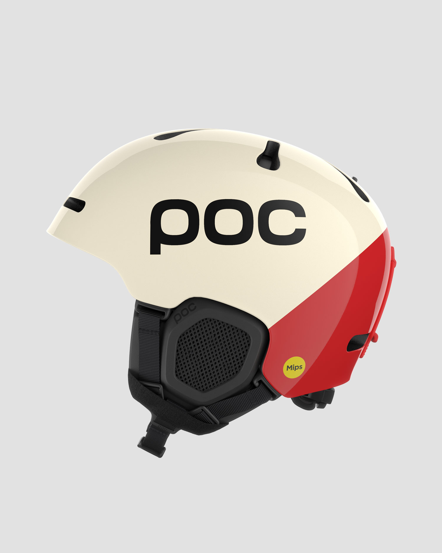 Casque de ski beige et rouge POC Fornix BC
