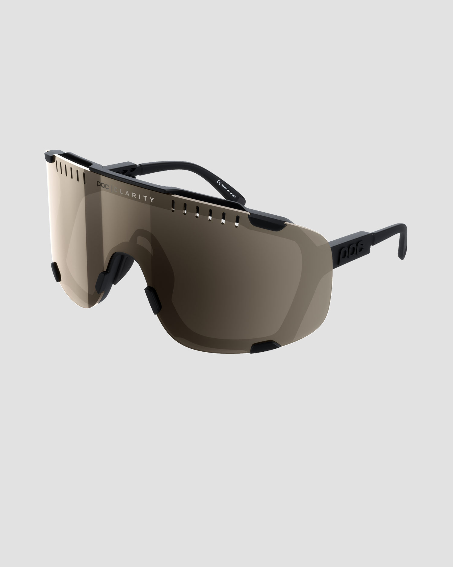 Lunettes de soleil noires POC Devour avec verres Clarity Trail/Partly Sunny Silver