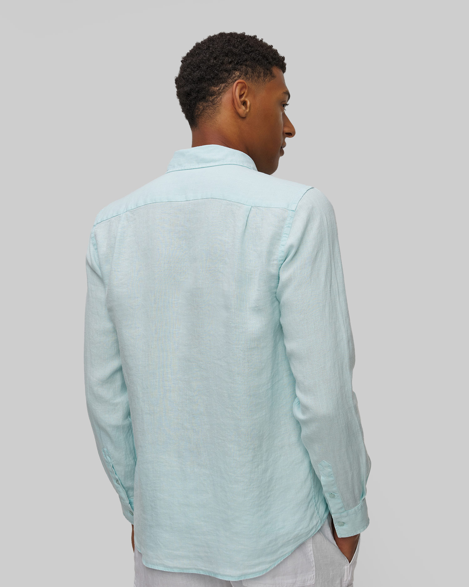 Camicia azzurra in lino da uomo Vilebrequin Caroubis