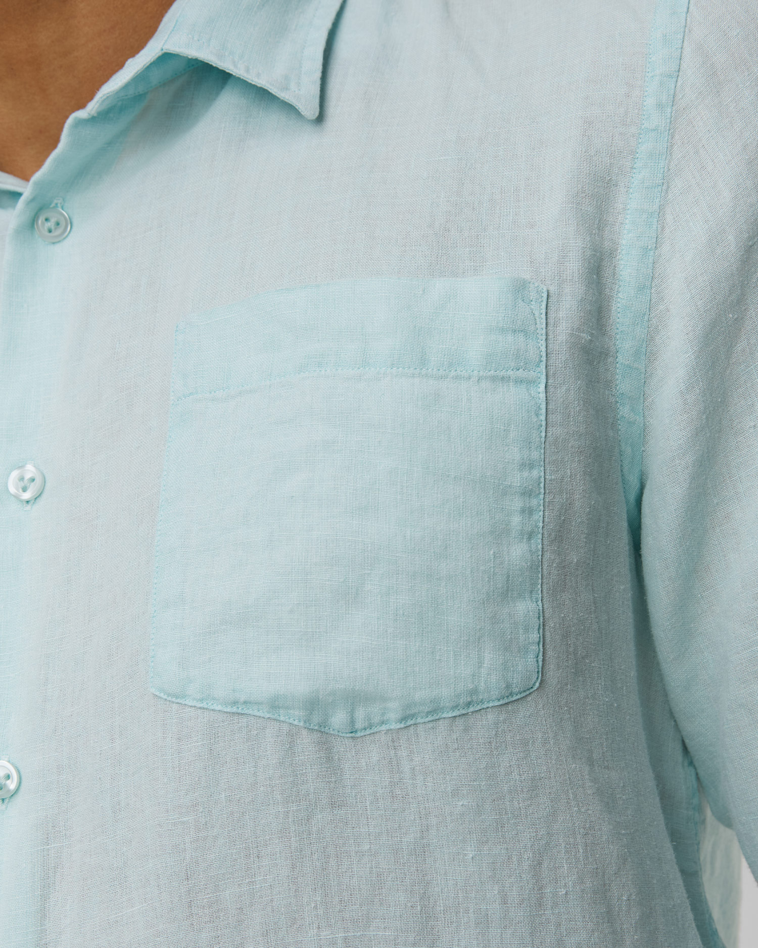 Camicia azzurra in lino da uomo Vilebrequin Caroubis