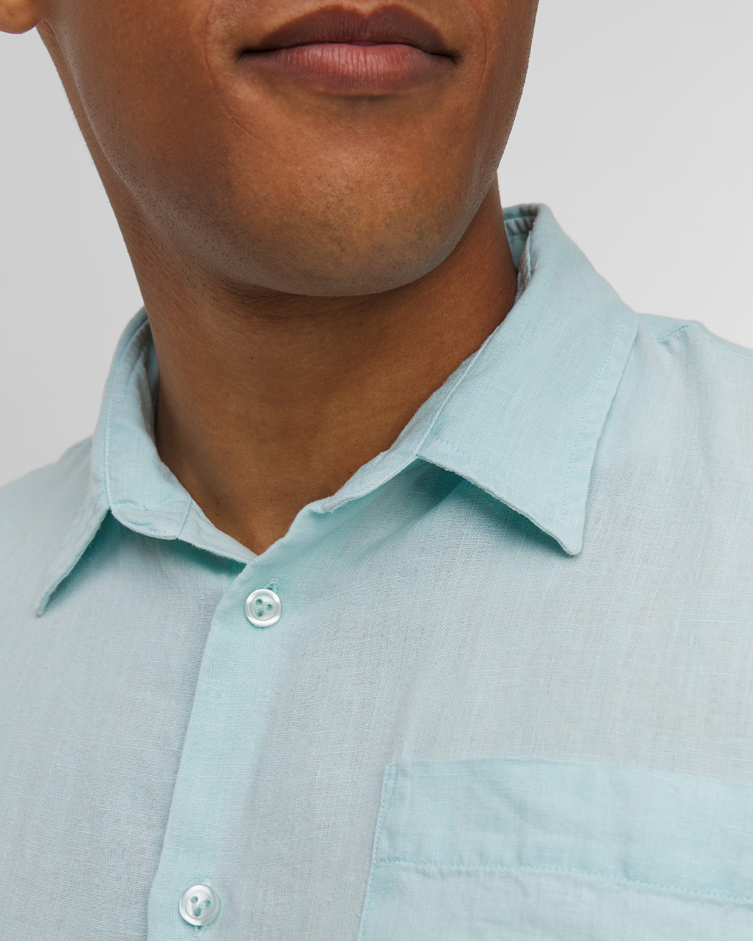 Camicia azzurra in lino da uomo Vilebrequin Caroubis