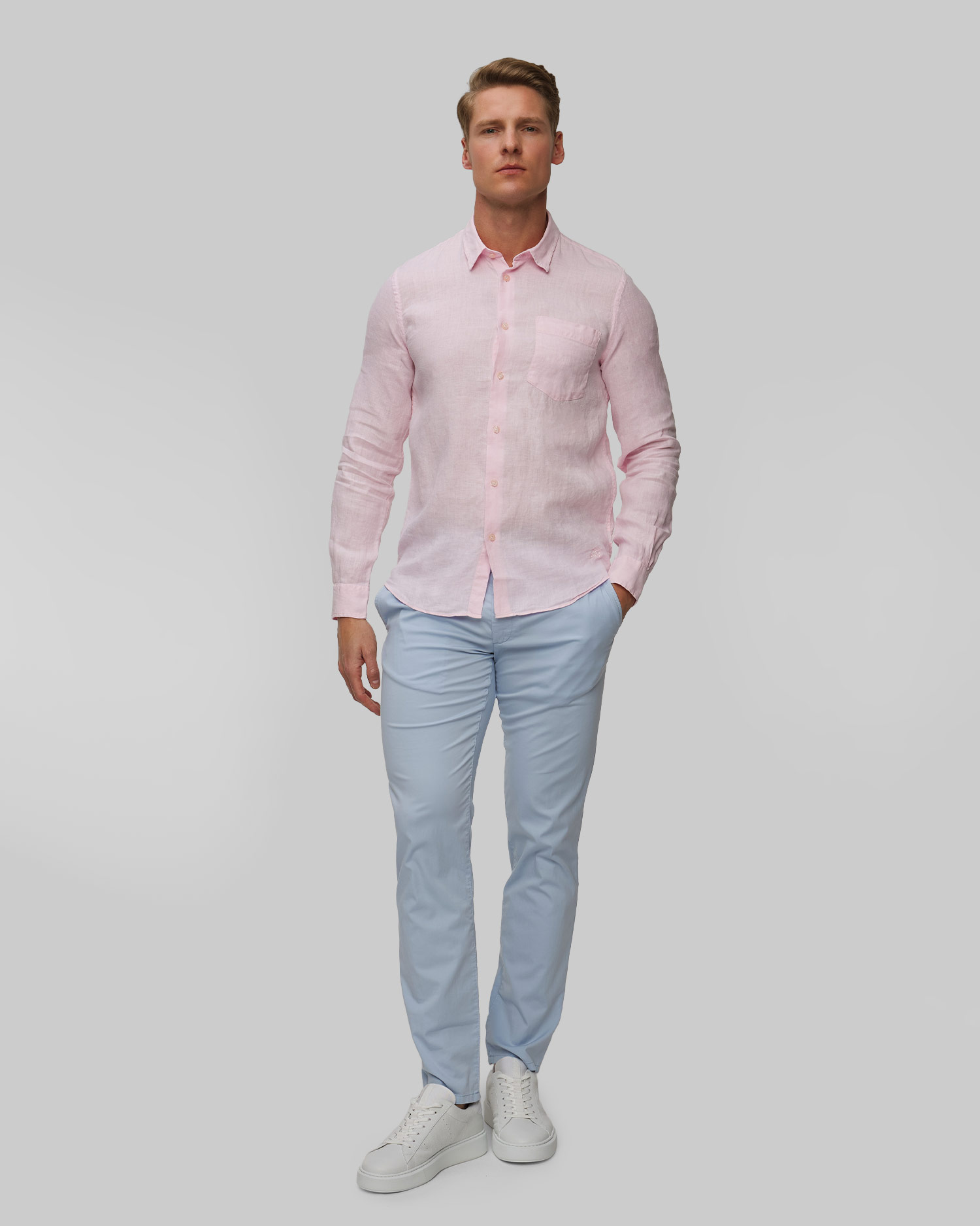 Men's linen shirt Vilebrequin Caroubis, Color/Pattern: Różowy