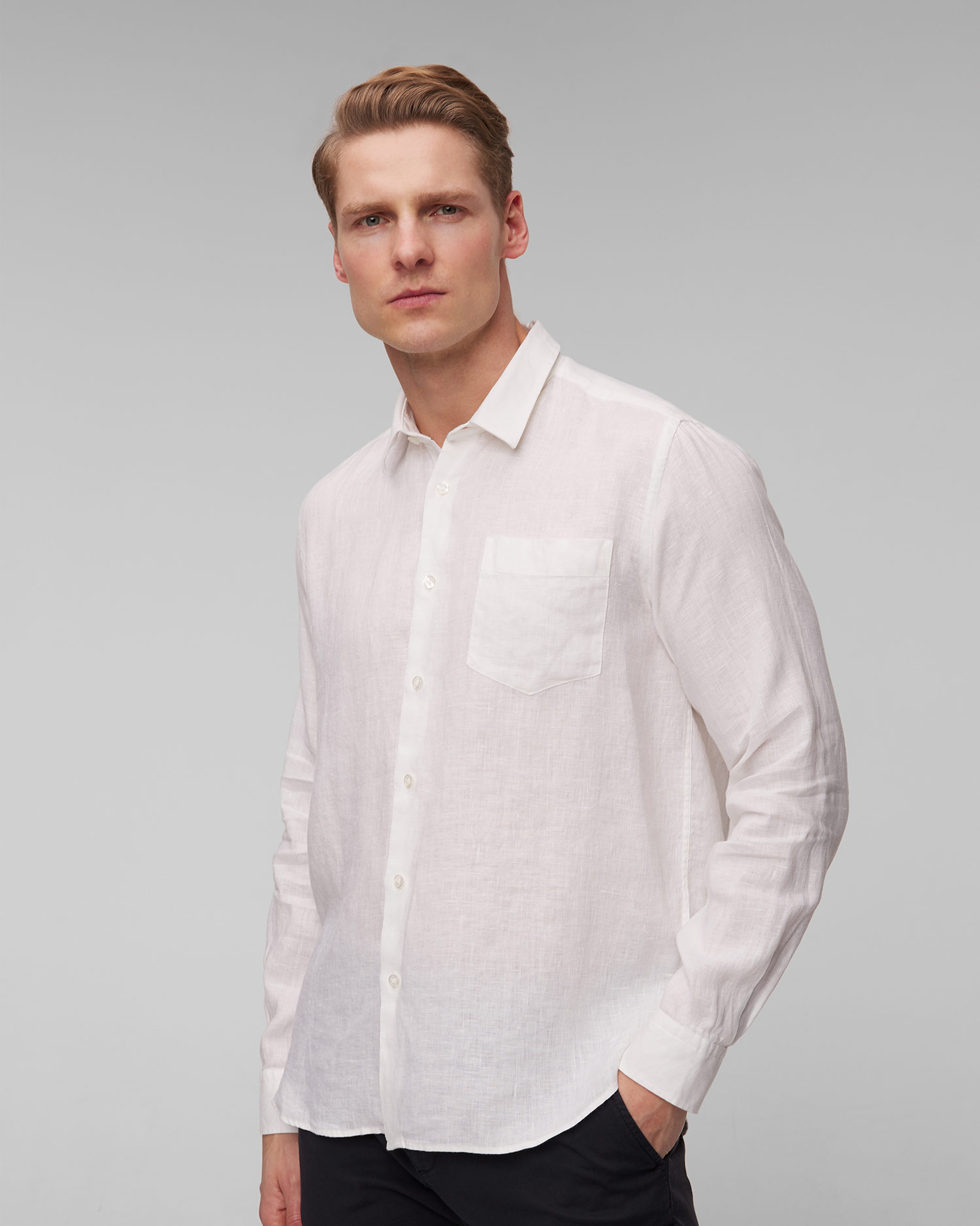 White men's linen shirt Vilebrequin Caroubis
