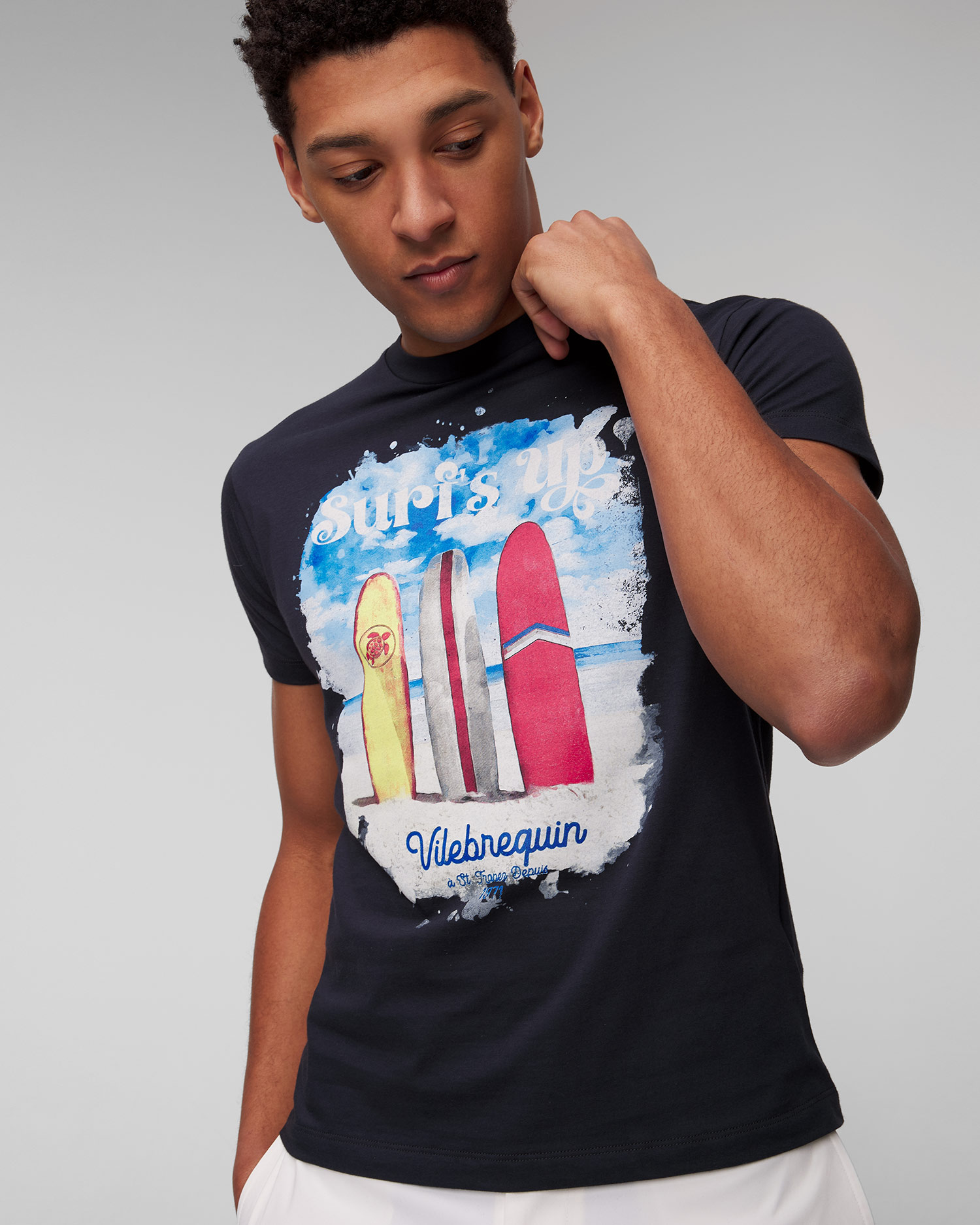 T-shirt imprimé bleu marine pour hommes Vilebrequin Portisol
