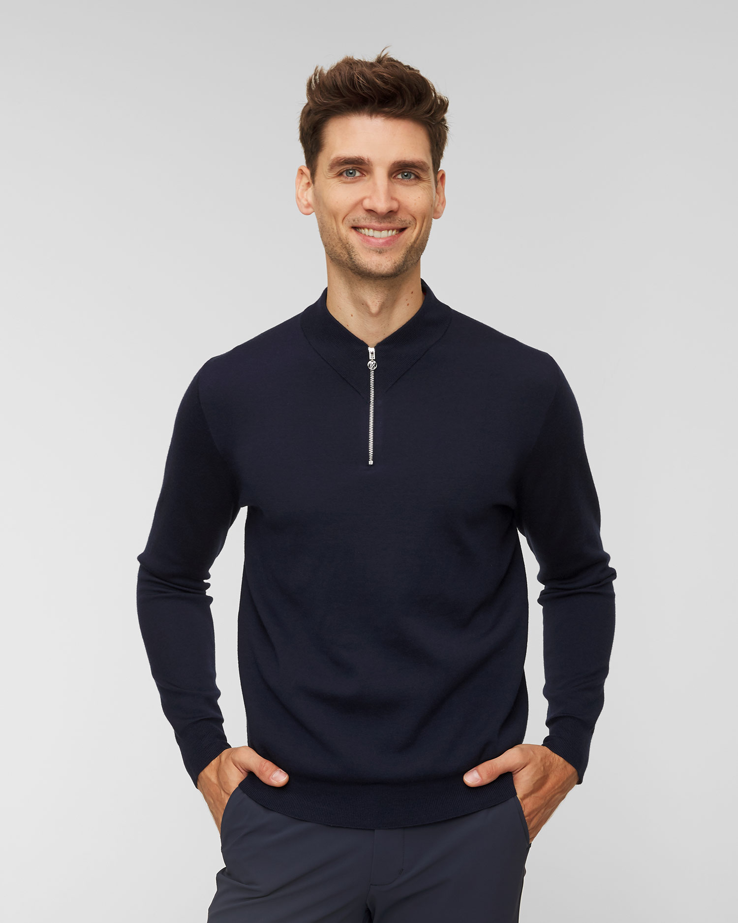 Maglione in lana G/FORE PLAITED MERINO WOOLQUARTER ZP