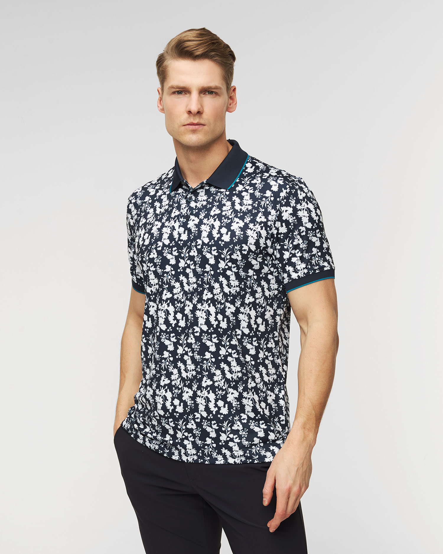 Polo G/Fore Blossom Rib Collar Tech Jersey