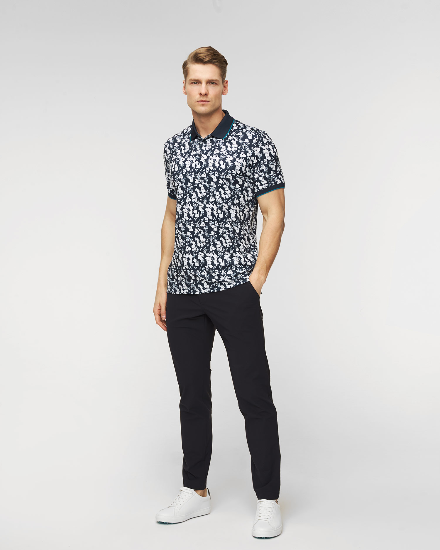 Polo G/Fore Blossom Rib Collar Tech Jersey