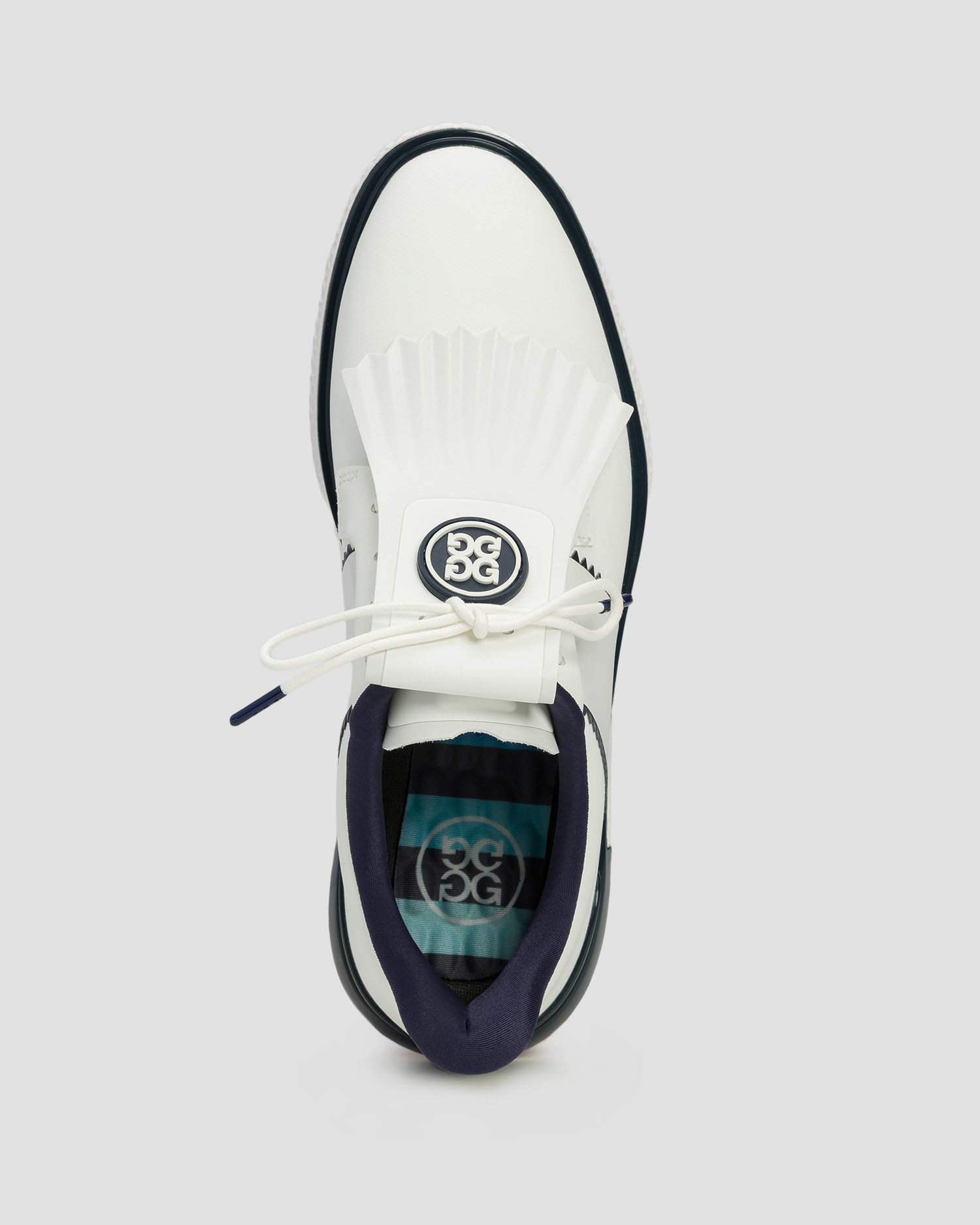 Buty golfowe damskie G/Fore Gallivan2r Saddle Stripe biało-granatowe