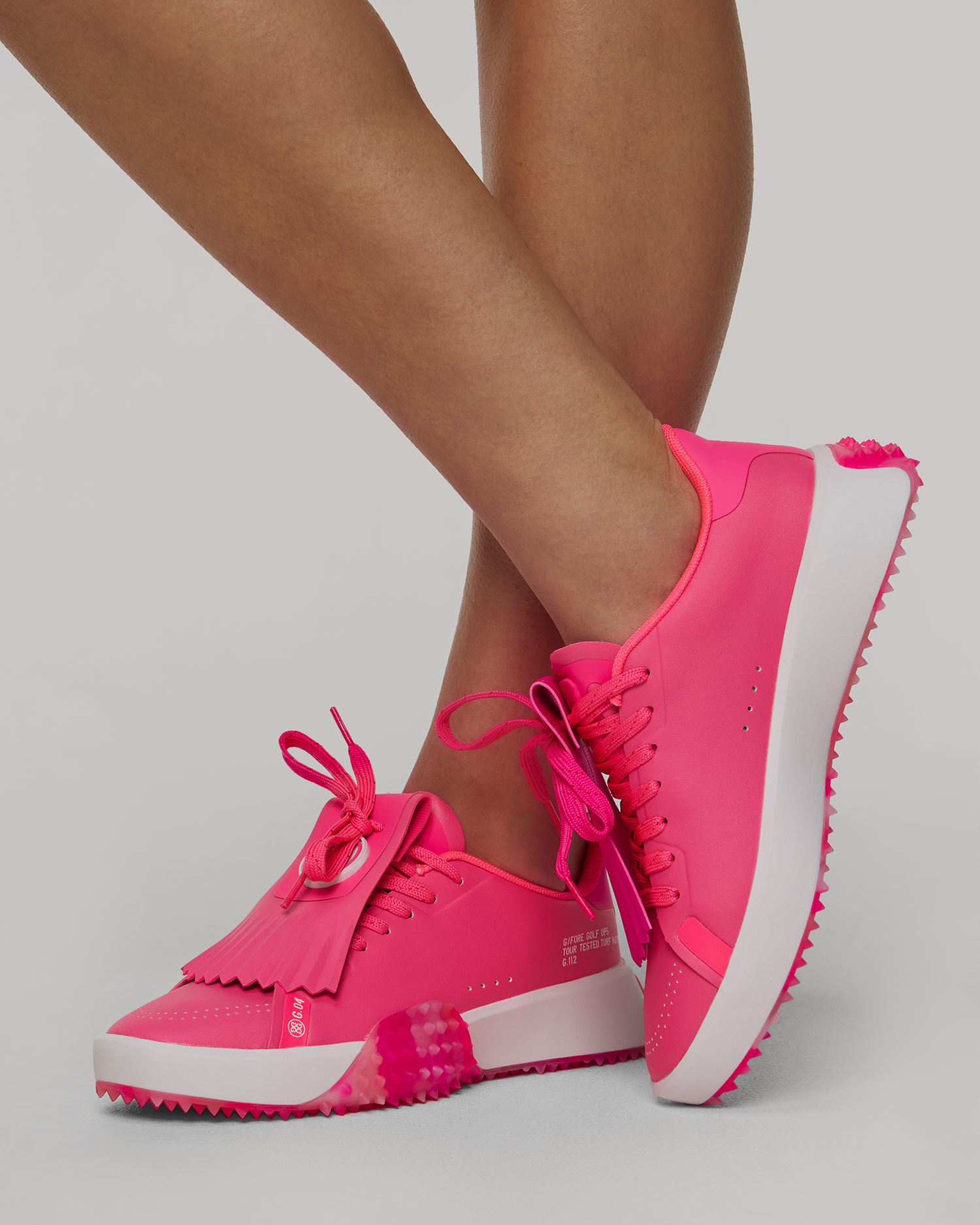 Buty golfowe damskie G/Fore G.112 PU Leather Camo Sole Kiltie różowe