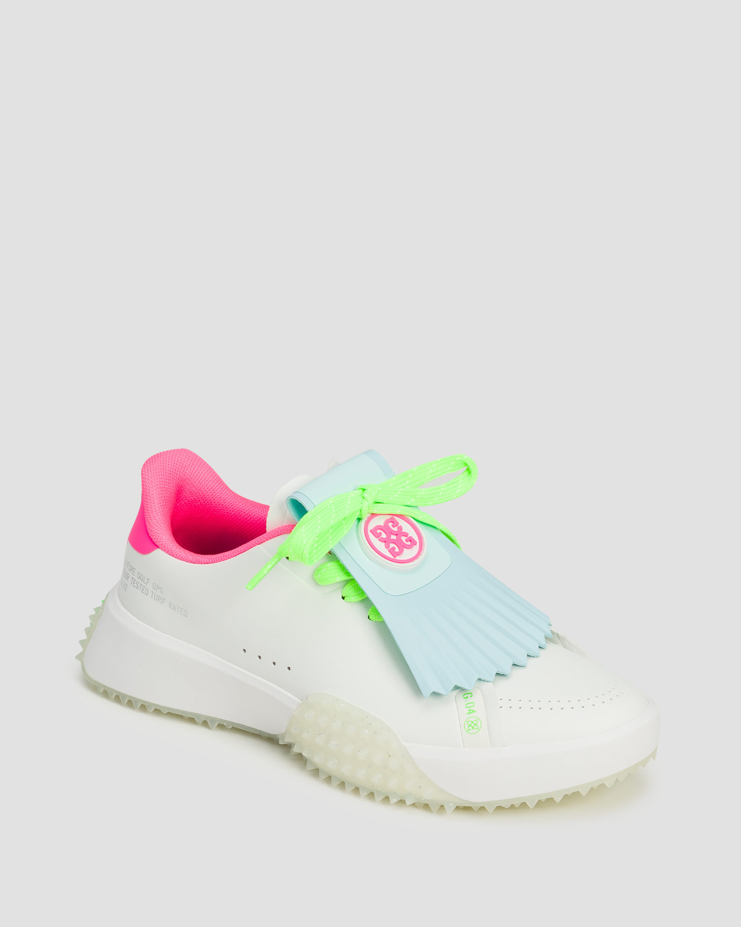 Scarpe da golf da donna G/Fore G.112 Kiltie bianco-rosa