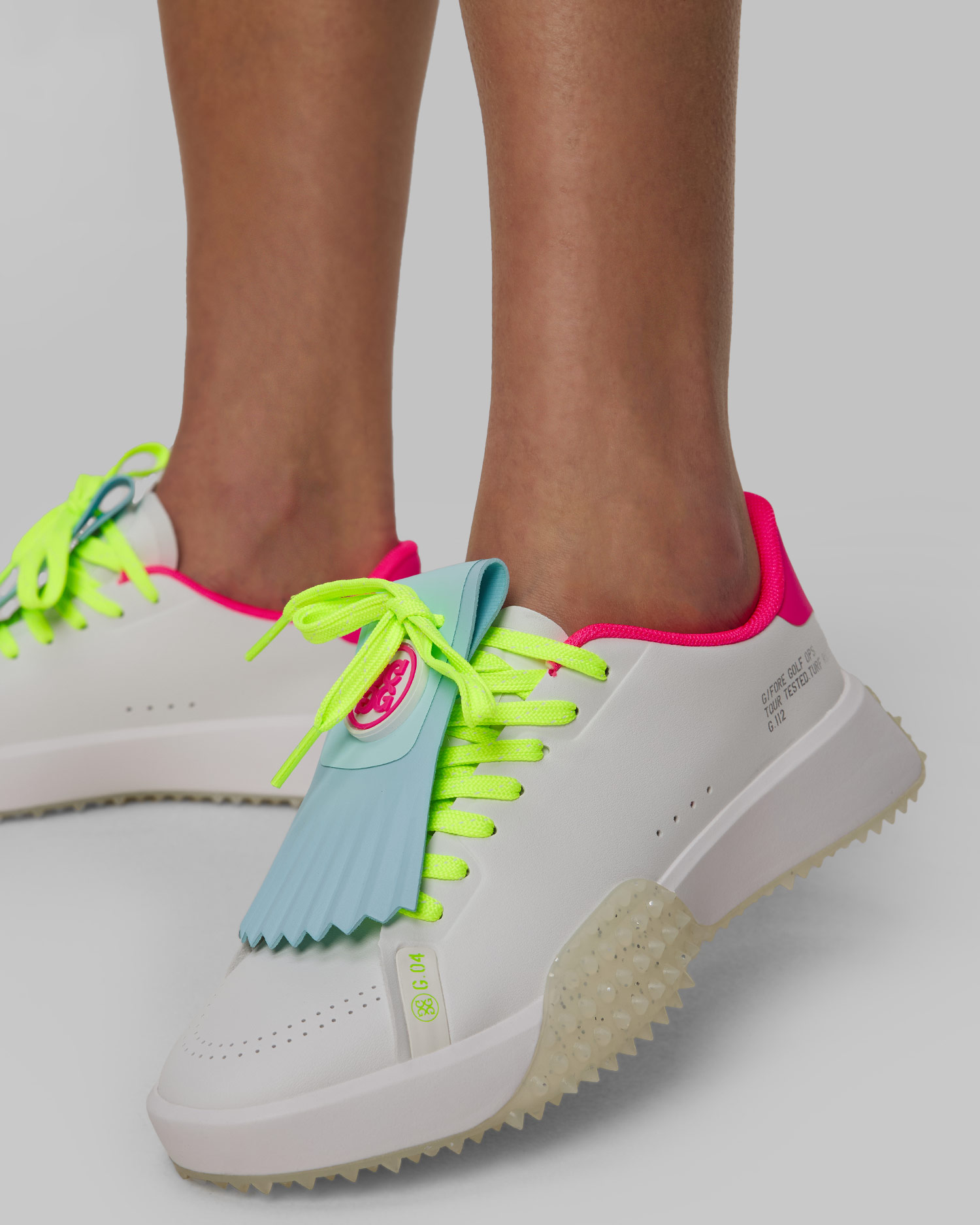 Buty golfowe damskie G/Fore G.112 Kiltie biało-różowe