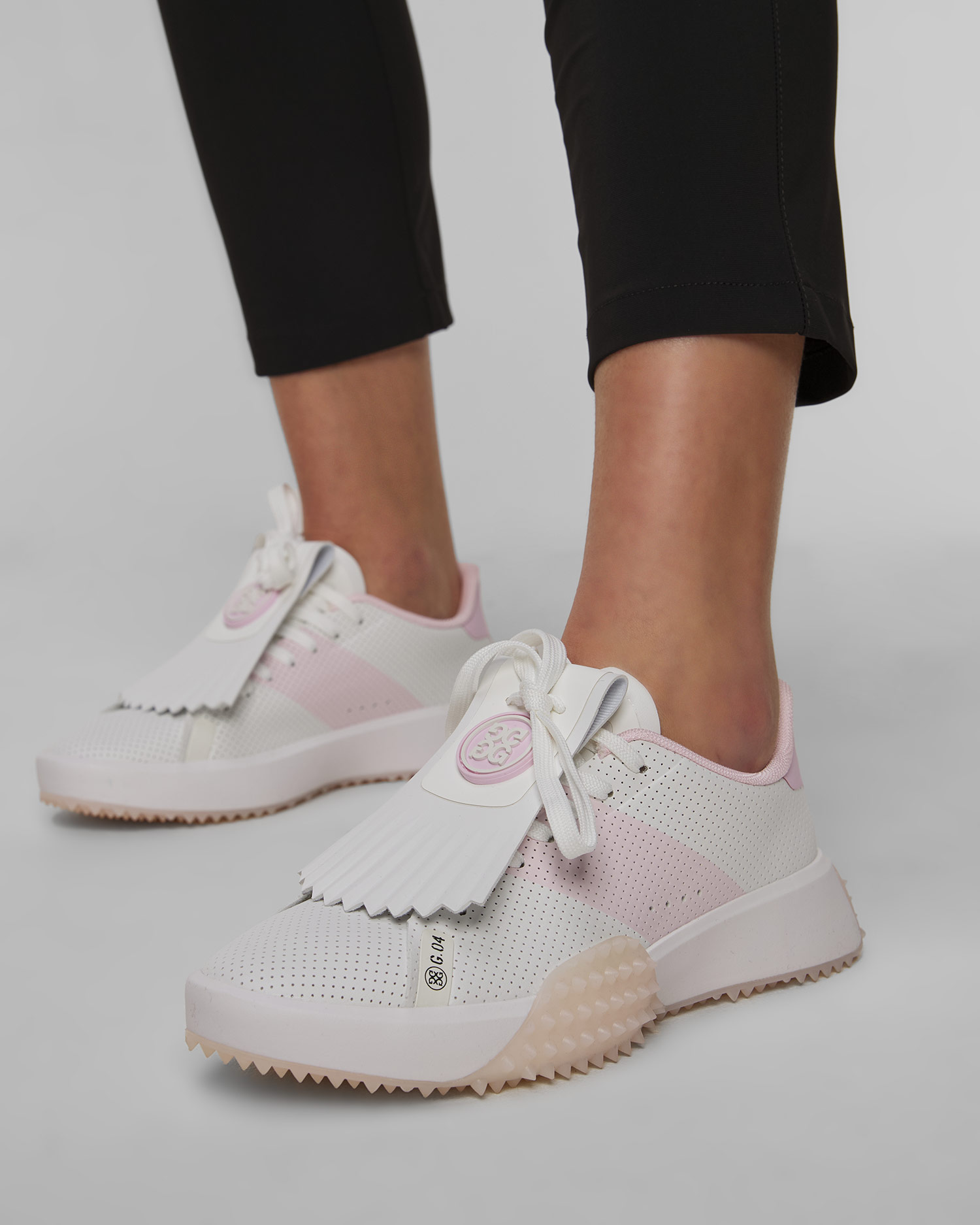 Buty golfowe damskie G/Fore G.112 Perforated Kiltie biało-różowe