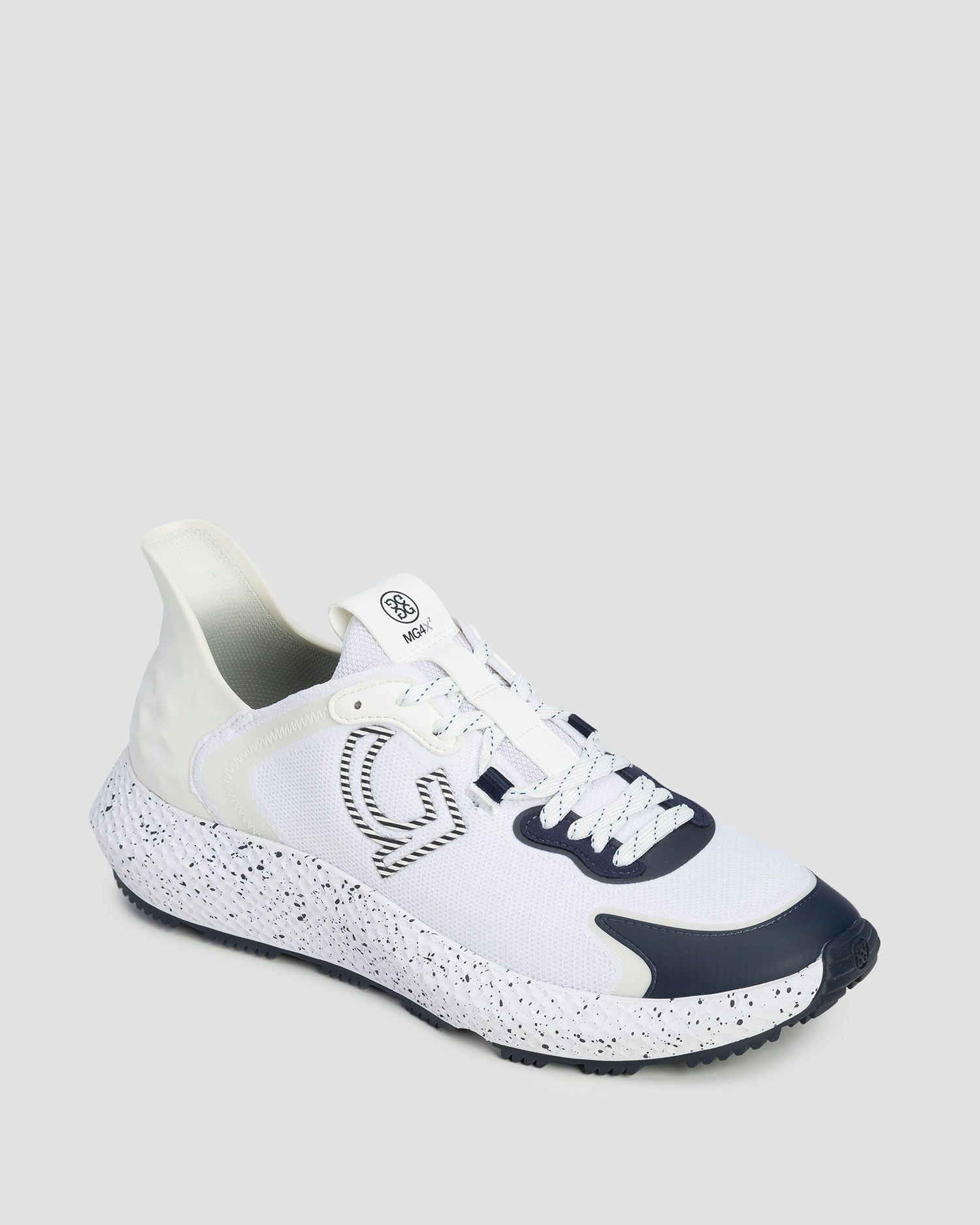 Biało-granatowe buty golfowe męskie G/Fore Specks & Stripes Mg4x2 Hybrid Golf Cross Trainer
