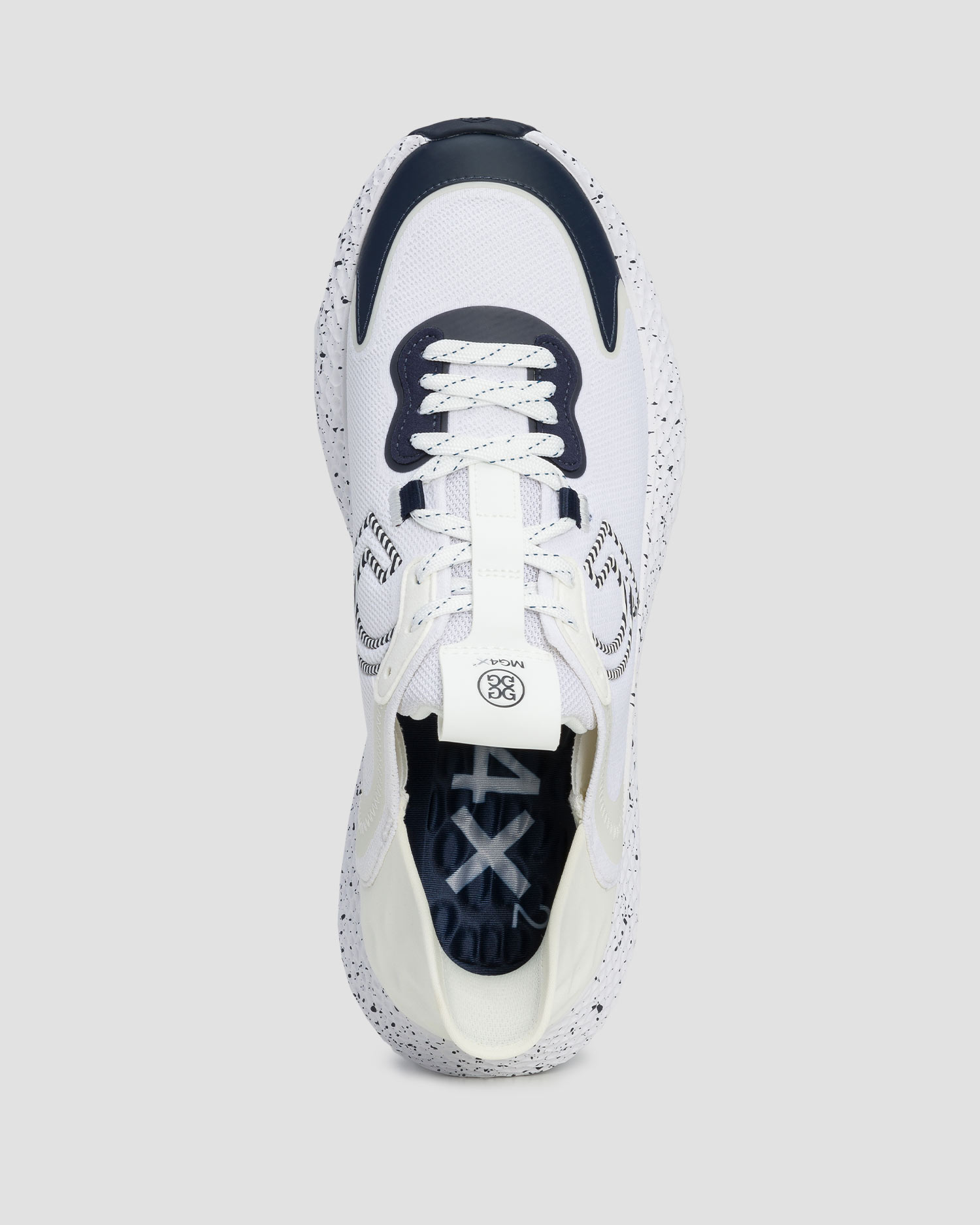 Biało-granatowe buty golfowe męskie G/Fore Specks & Stripes Mg4x2 Hybrid Golf Cross Trainer