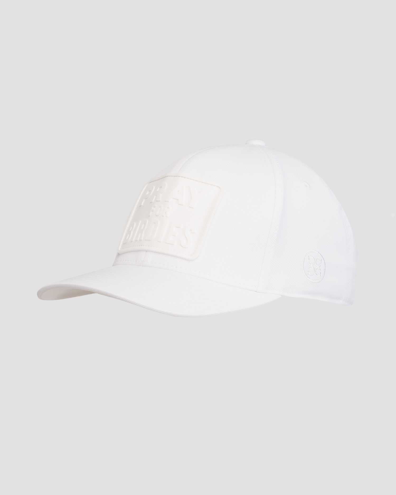 G/Fore Monochrome Pray for Birdies Stretch Twill Snapback Kappe in Weiß