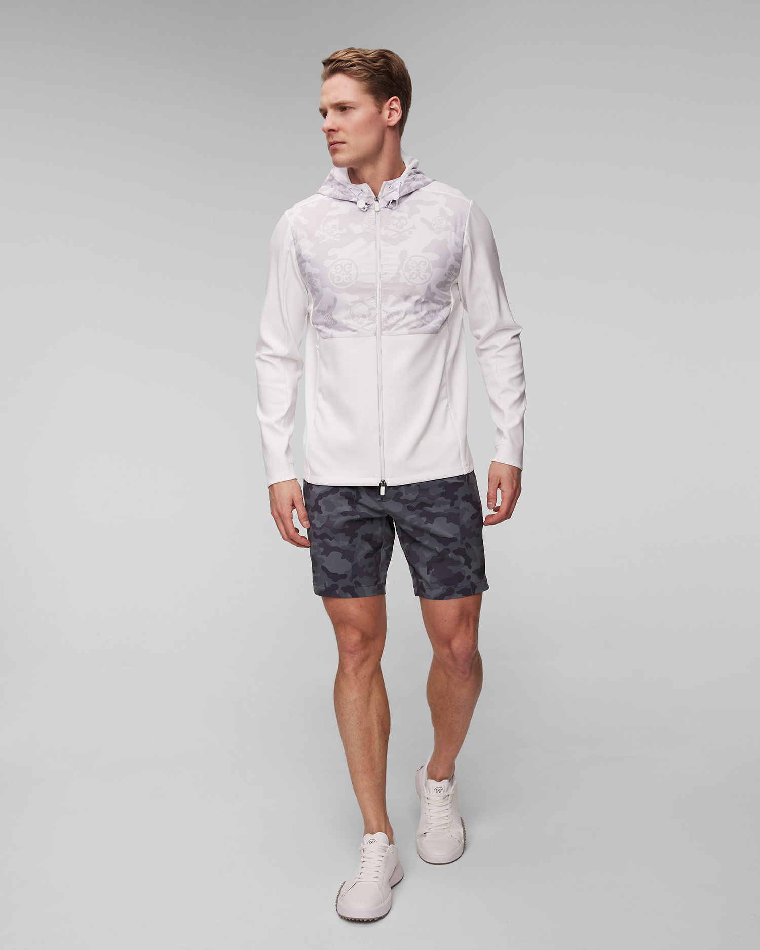 Biała kurtka golfowa męska G/Fore Dazzel Camo Stretch Tech Interlock Performer Jkt