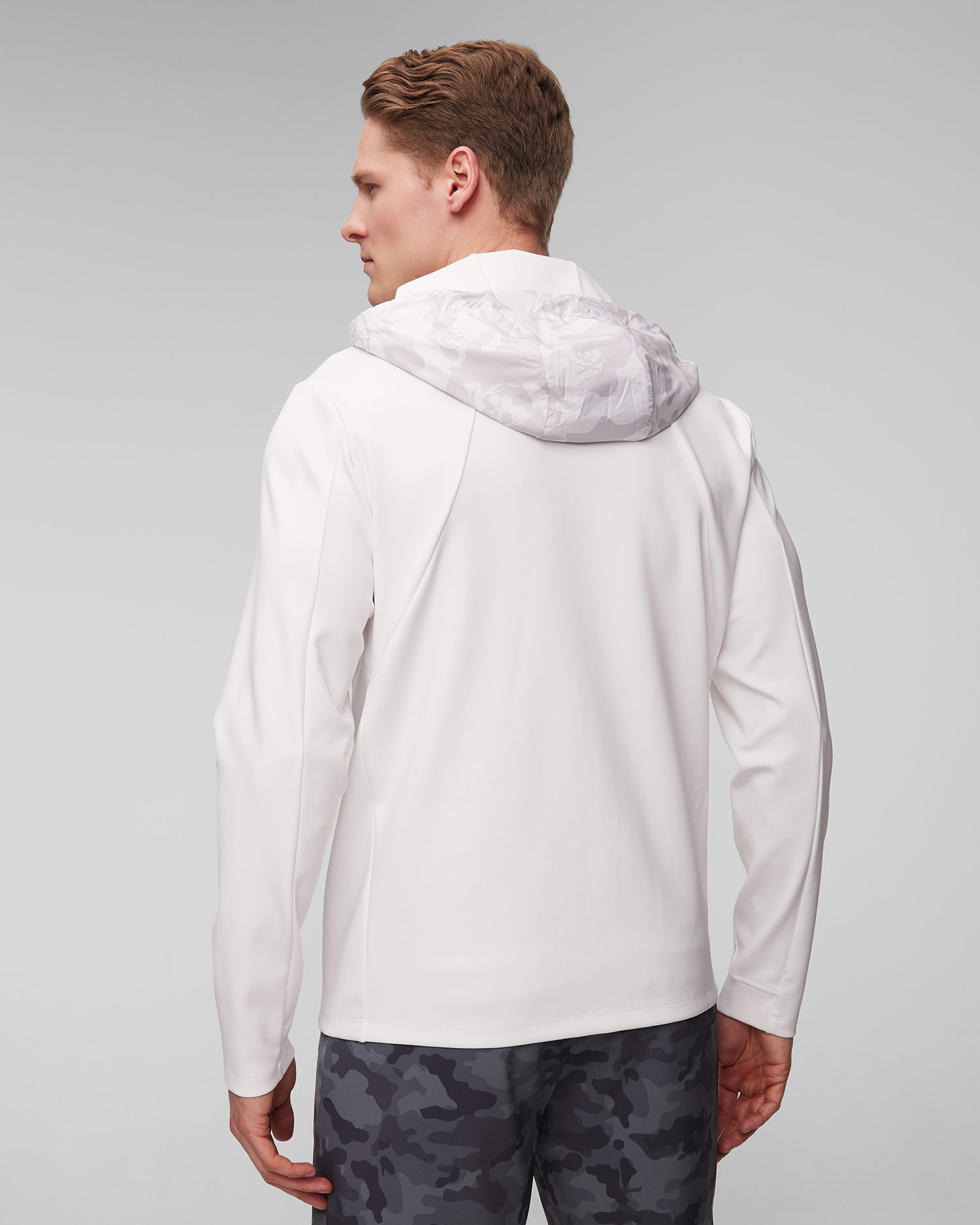 Biała kurtka golfowa męska G/Fore Dazzel Camo Stretch Tech Interlock Performer Jkt