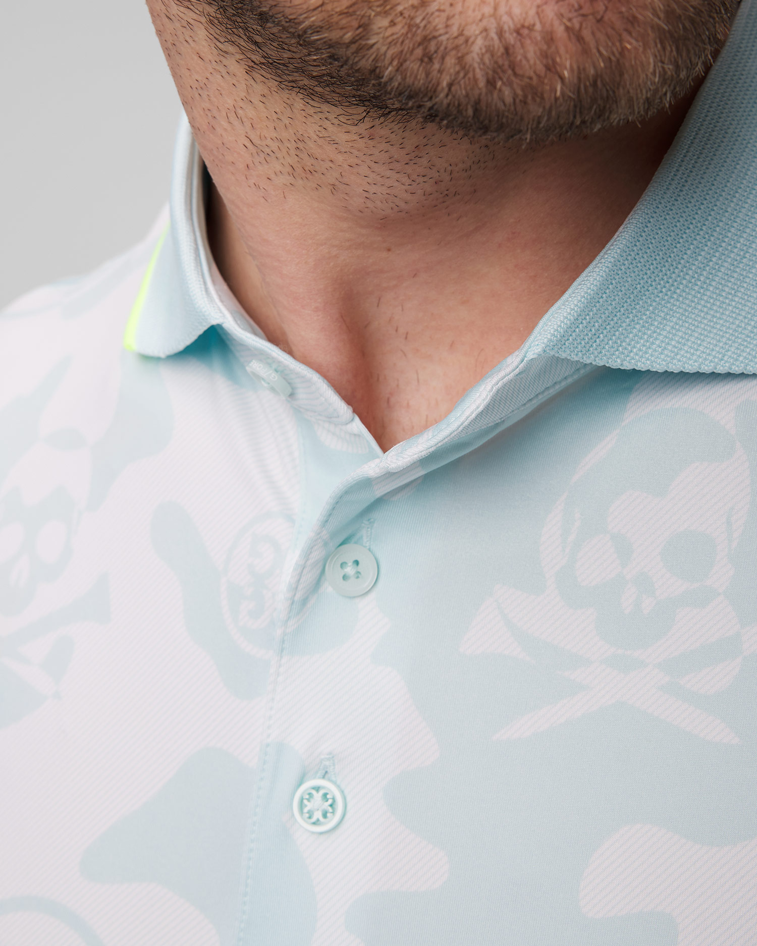 Men's blue and white G/Fore Exploded Camo Tech Jersey Polo