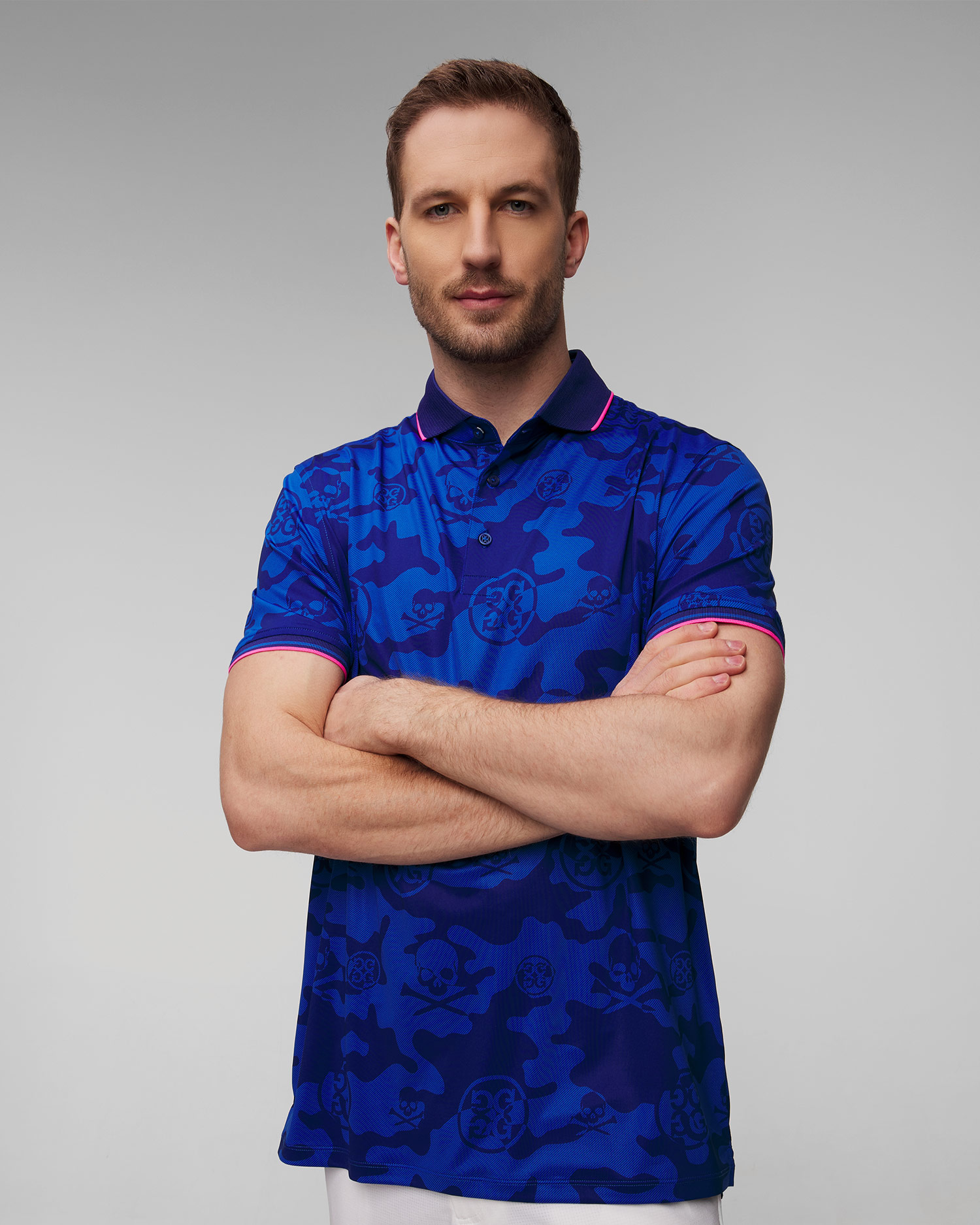 Polo blu scuro da uomo G/Fore Exploded Camo Tech Jersey Polo