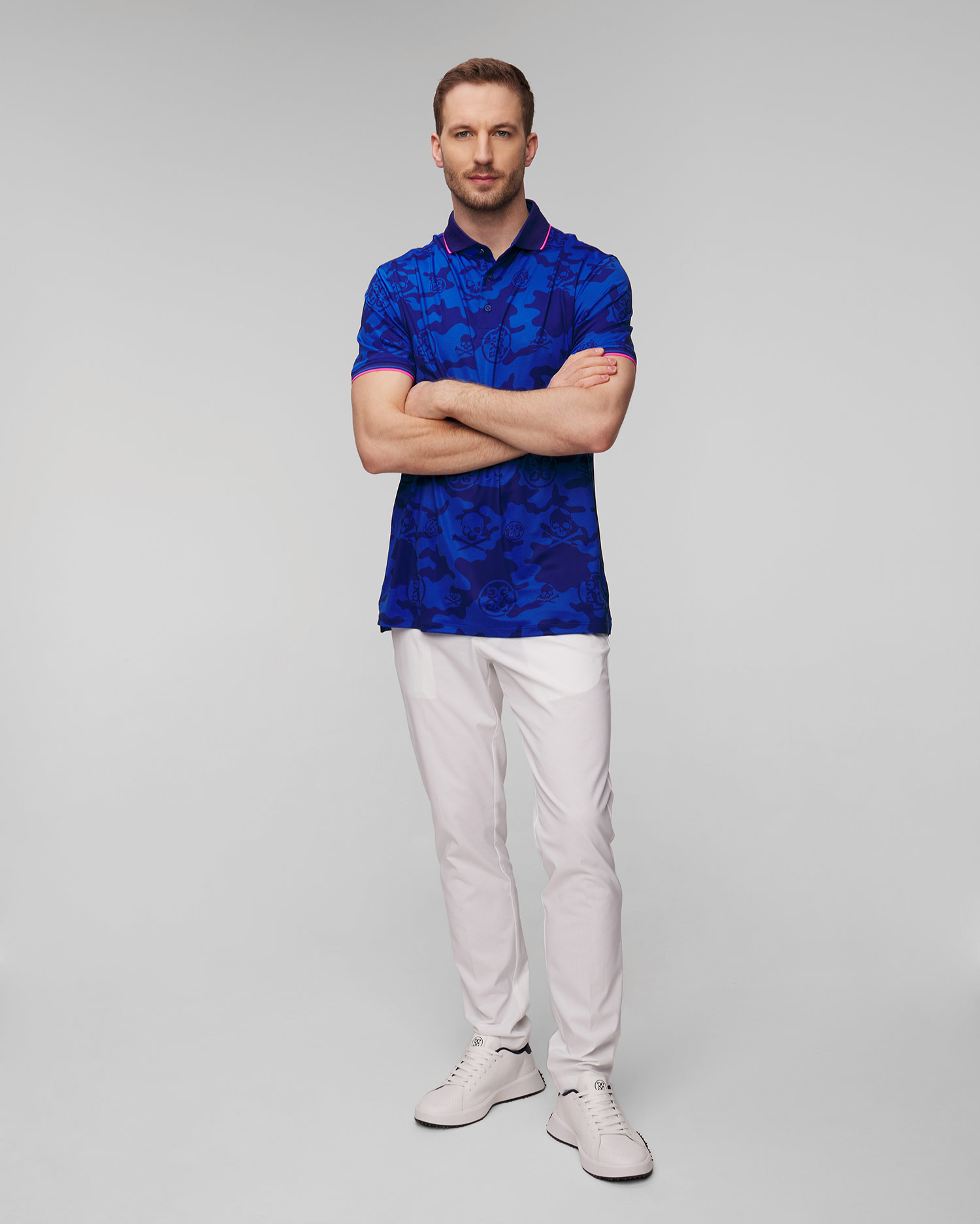 Men's dark blue G/Fore Exploded Camo Tech Jersey Polo