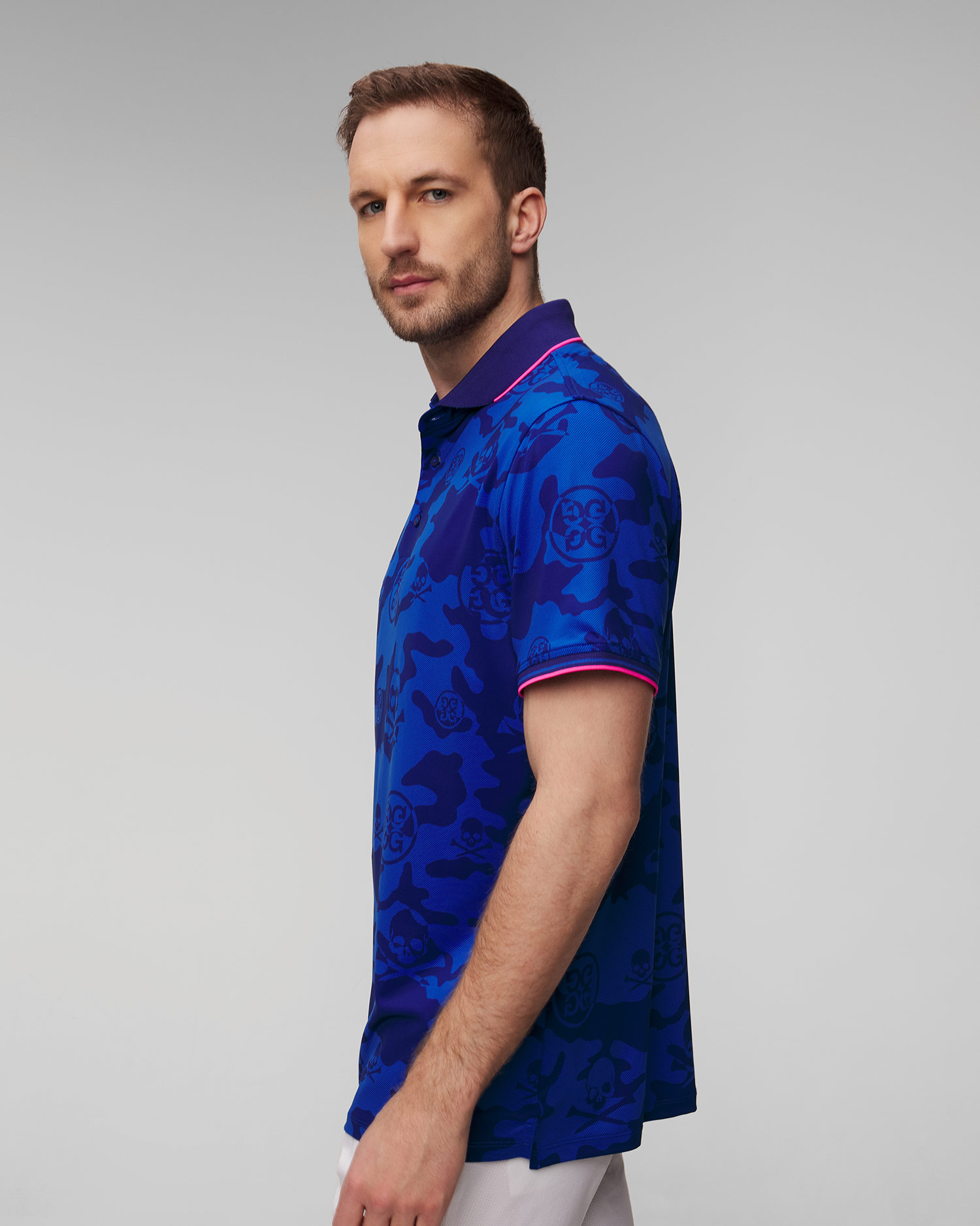 Men's dark blue G/Fore Exploded Camo Tech Jersey Polo