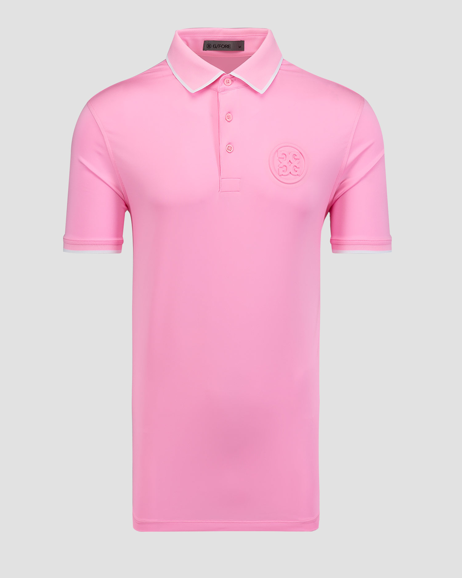Różowe polo męskie G/Fore Rib Collar Circle G's Embossed Tech Jersey Polo