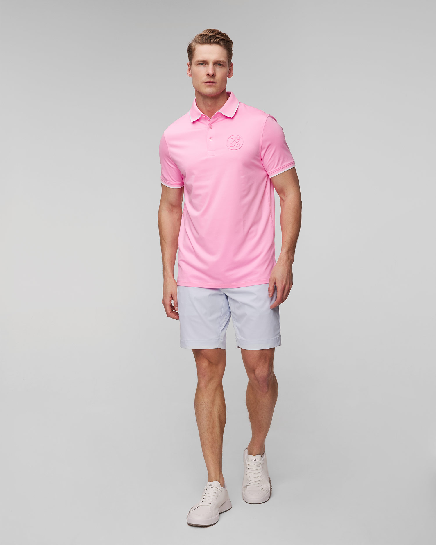 G/Fore Rib Collar Circle G's Embossed Tech Jersey Polo Poloshirt für Herren in Pink