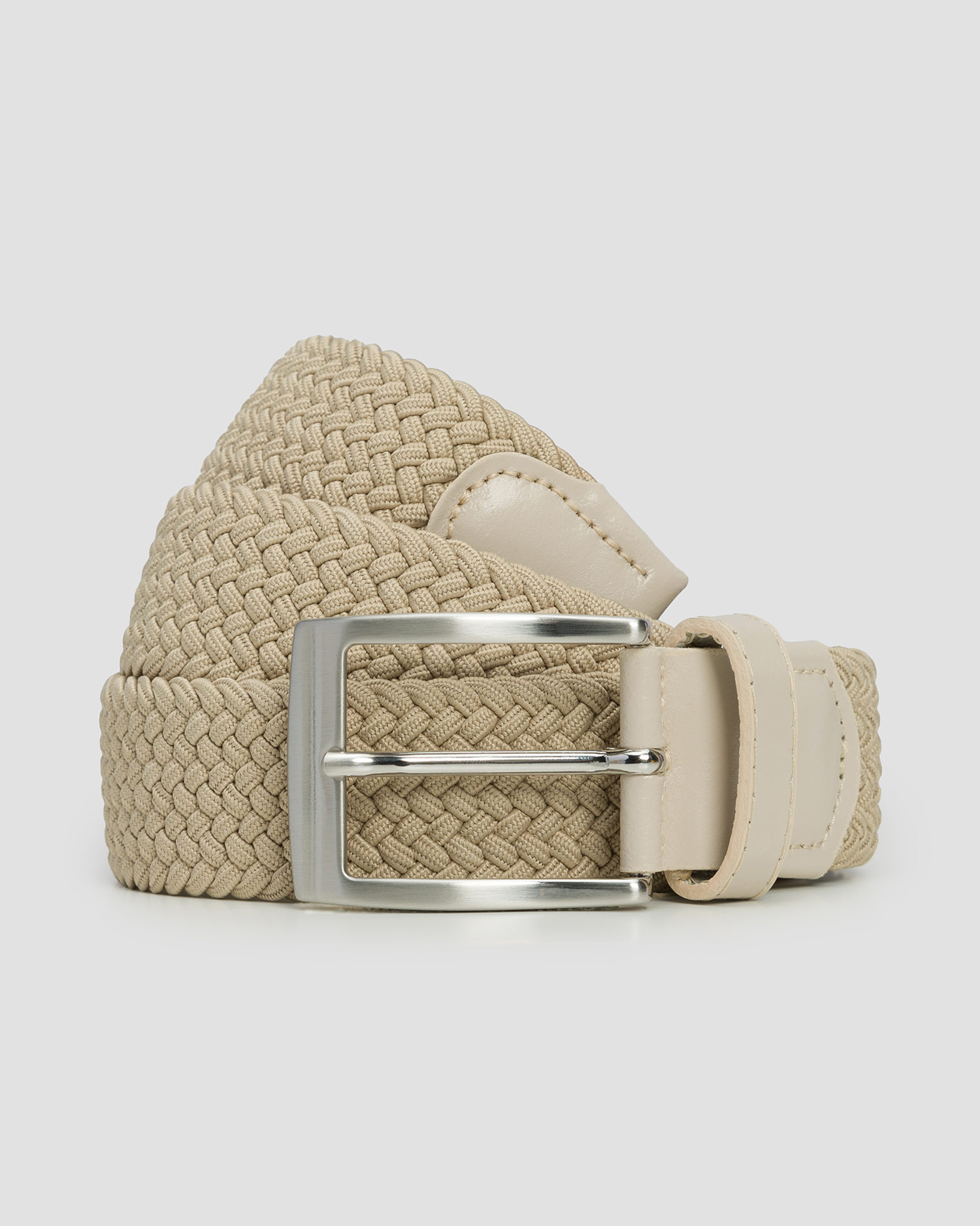 Men's beige belt Alberto Basic Braided, Color/Pattern: Beżowy