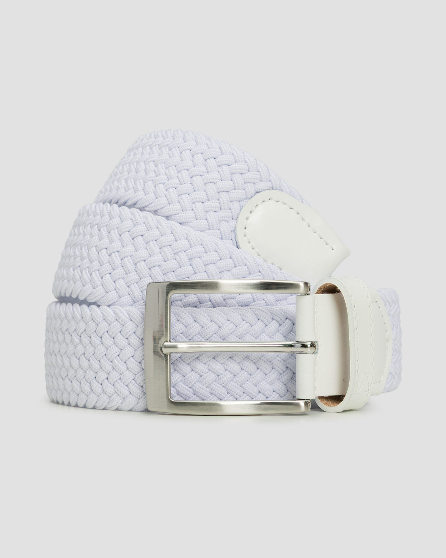 Men's white belt Alberto Gürtel Basic Braided
