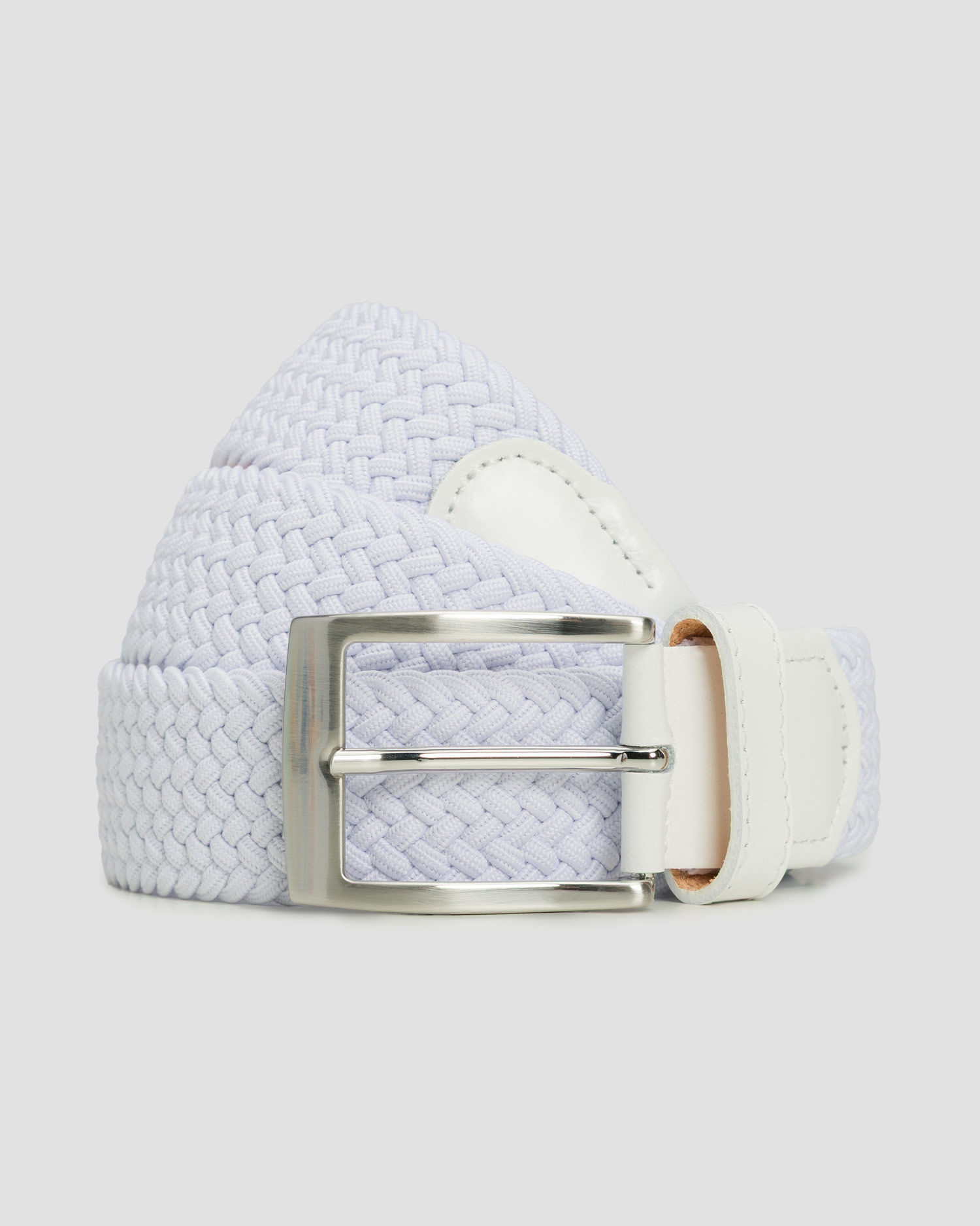 Men's white belt Alberto Gürtel Basic Braided