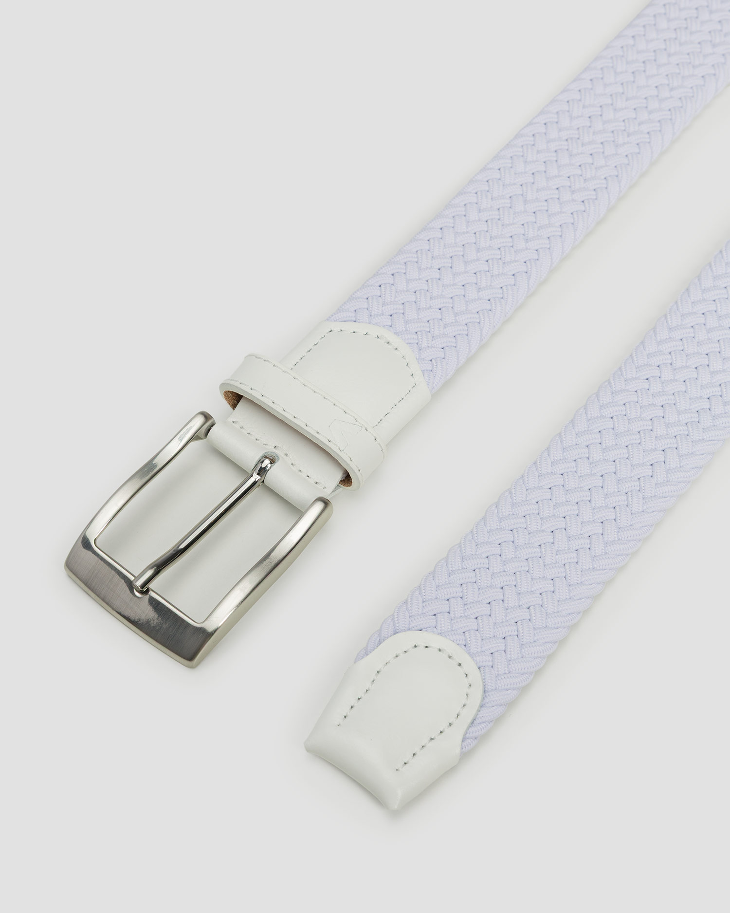 Men's white belt Alberto Gürtel Basic Braided